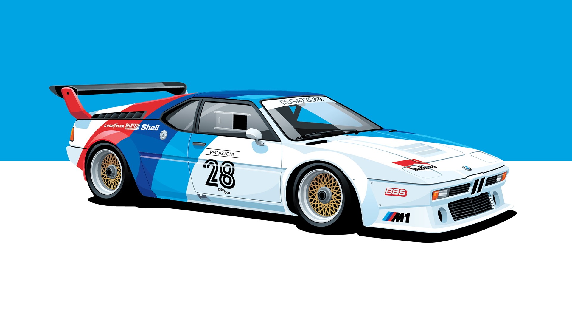 bmw m1, Procar, race cars, car, poster, pop-up headlights, HD Wallpaper
