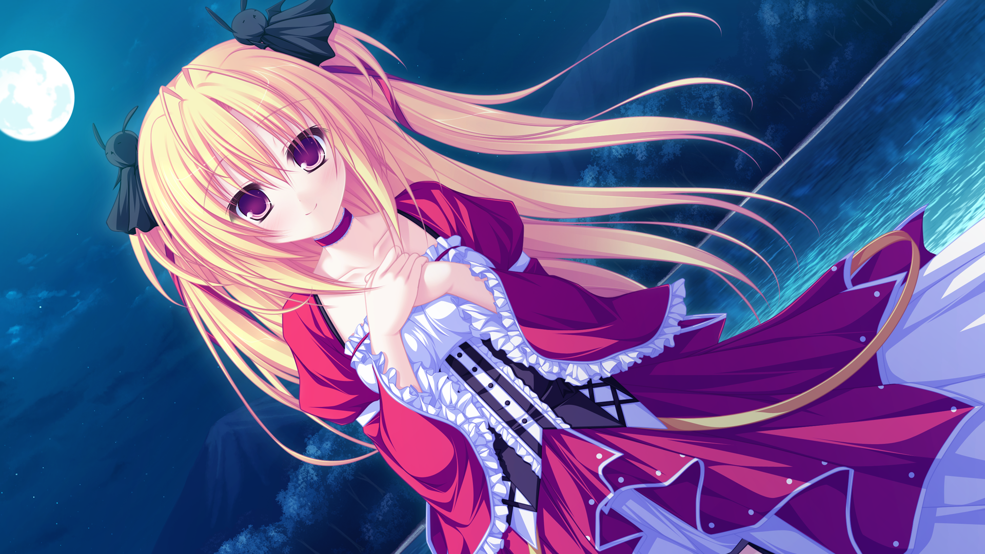 anime, doll, anime girls, Moon, fantasy girl, purple eyes, HD Wallpaper