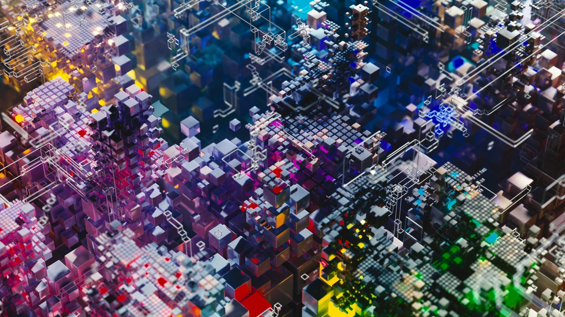 cube, colorful, abstract, 3D, 3D Abstract, structure, HD Wallpaper