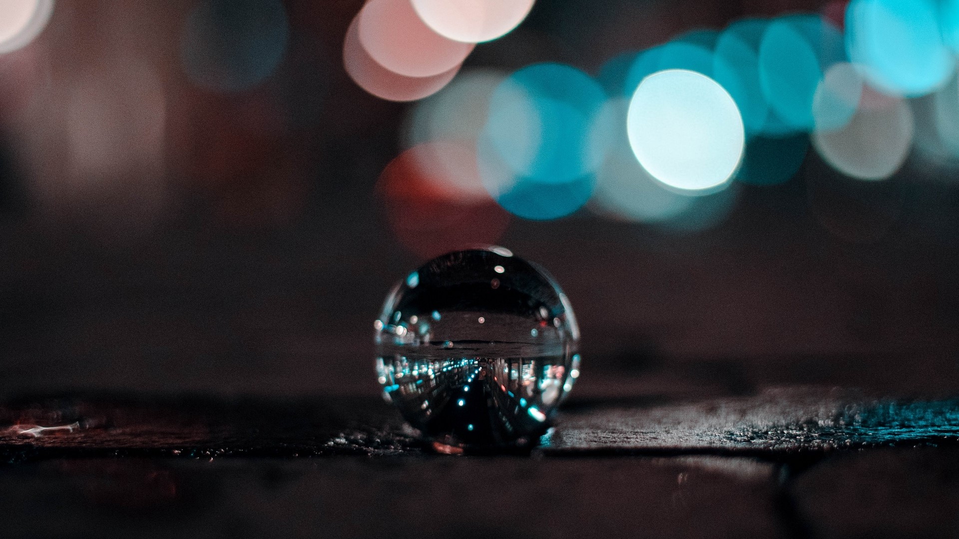macro, glare, ball, glass, lens flare, cyan, night, HD Wallpaper