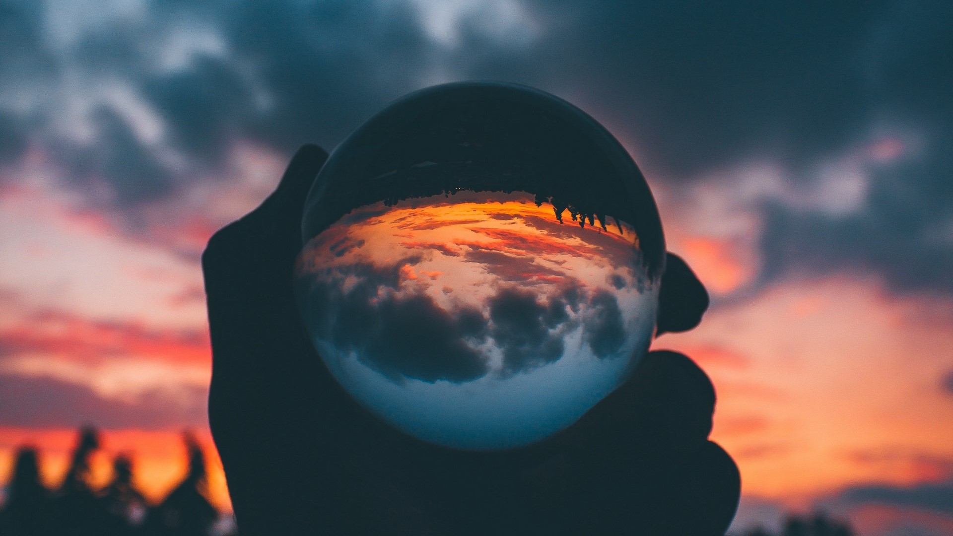 sunset, macro, ball, glass, lens flare, HD Wallpaper