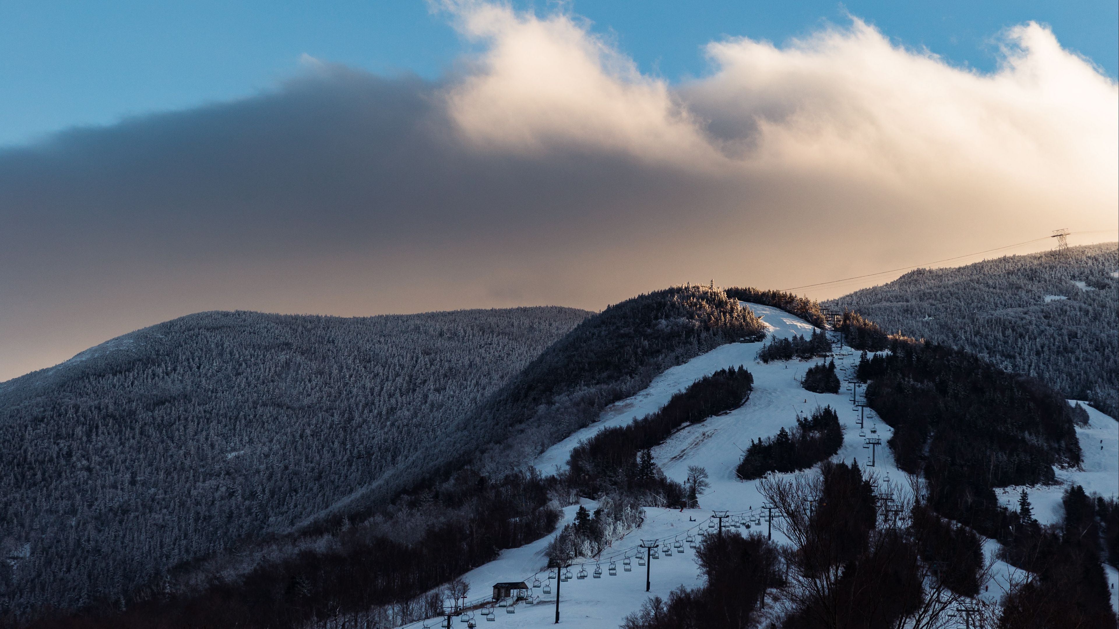 mountain, peak, snow, sky, clouds, 4k, HD Wallpaper