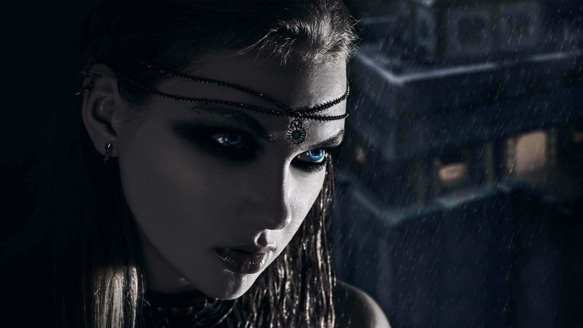 blue eyes, fantasy art, women, dark, horror, HD Wallpaper