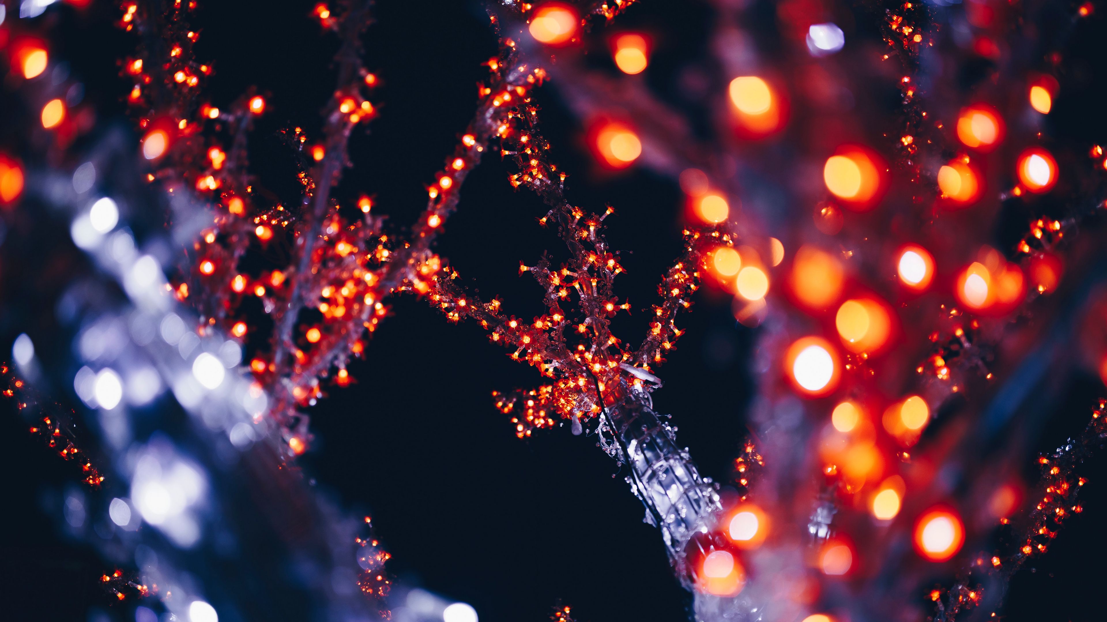 garlands, illumination, lighting, light, glare, bokeh, 4k, HD Wallpaper