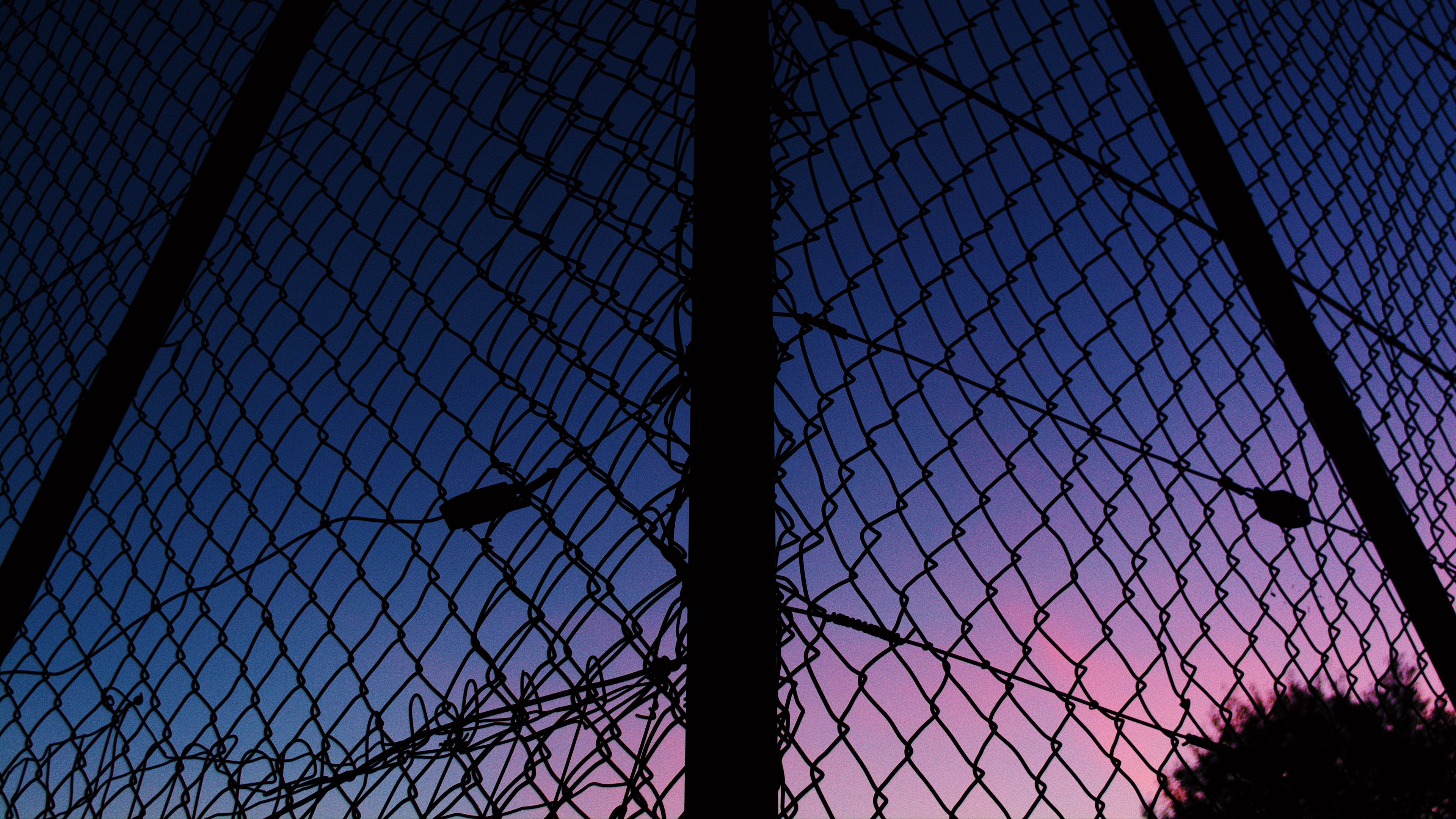 lattice, fence, mesh, sunset, sky, 4k, HD Wallpaper