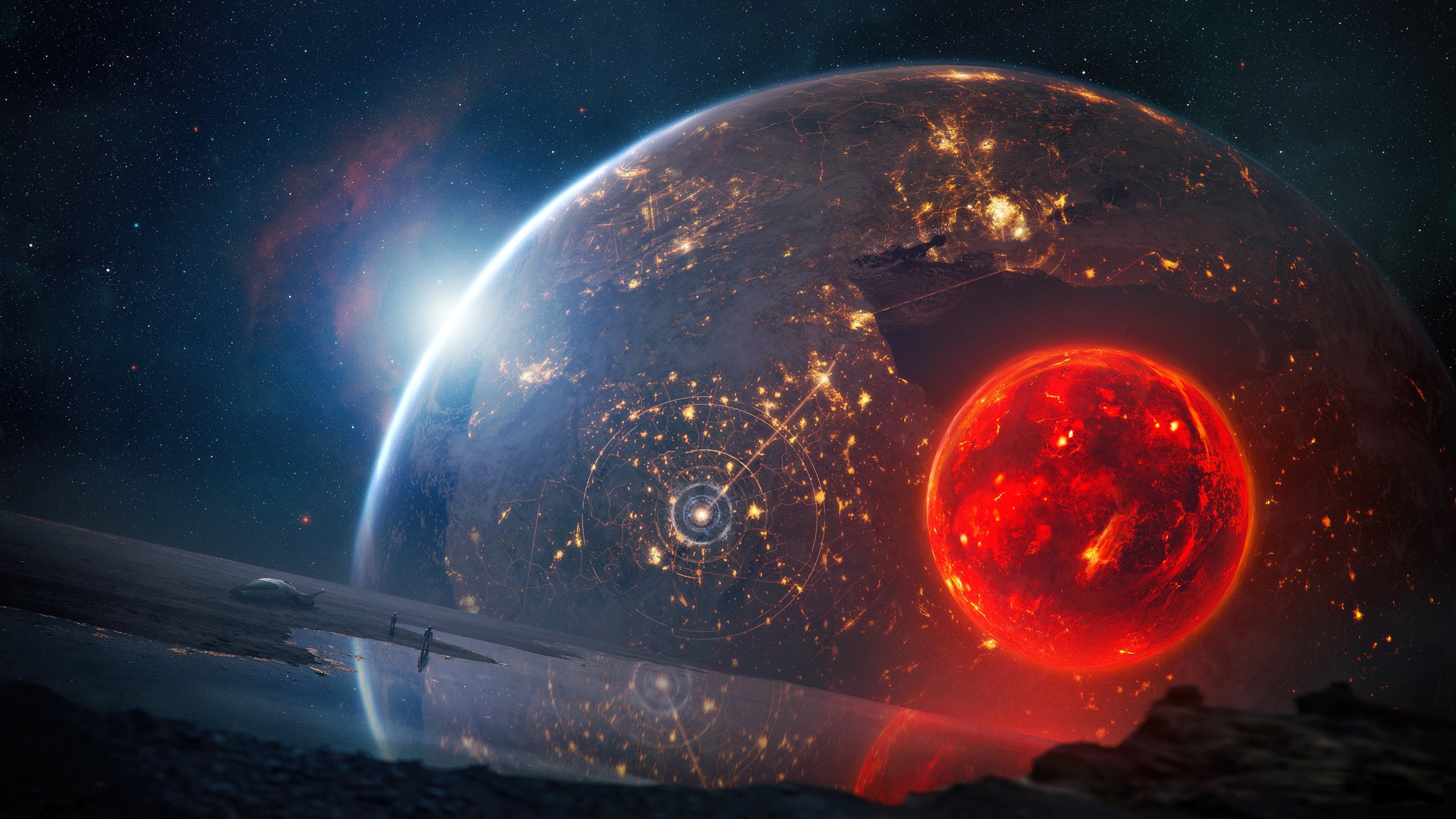 space, space art, science fiction, digital art, planet, HD Wallpaper