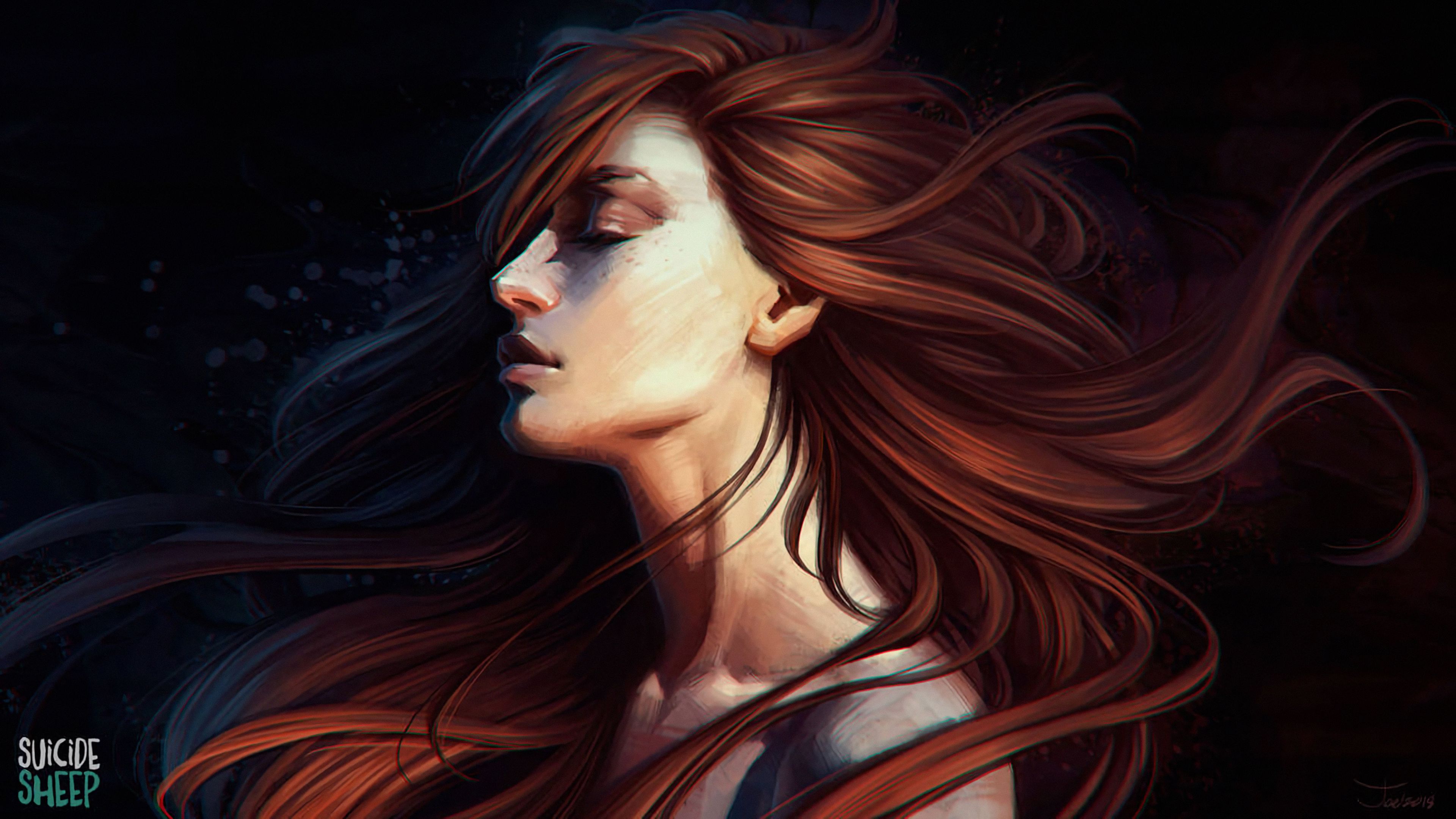 girl, art, hair, portrait, 4k, HD Wallpaper