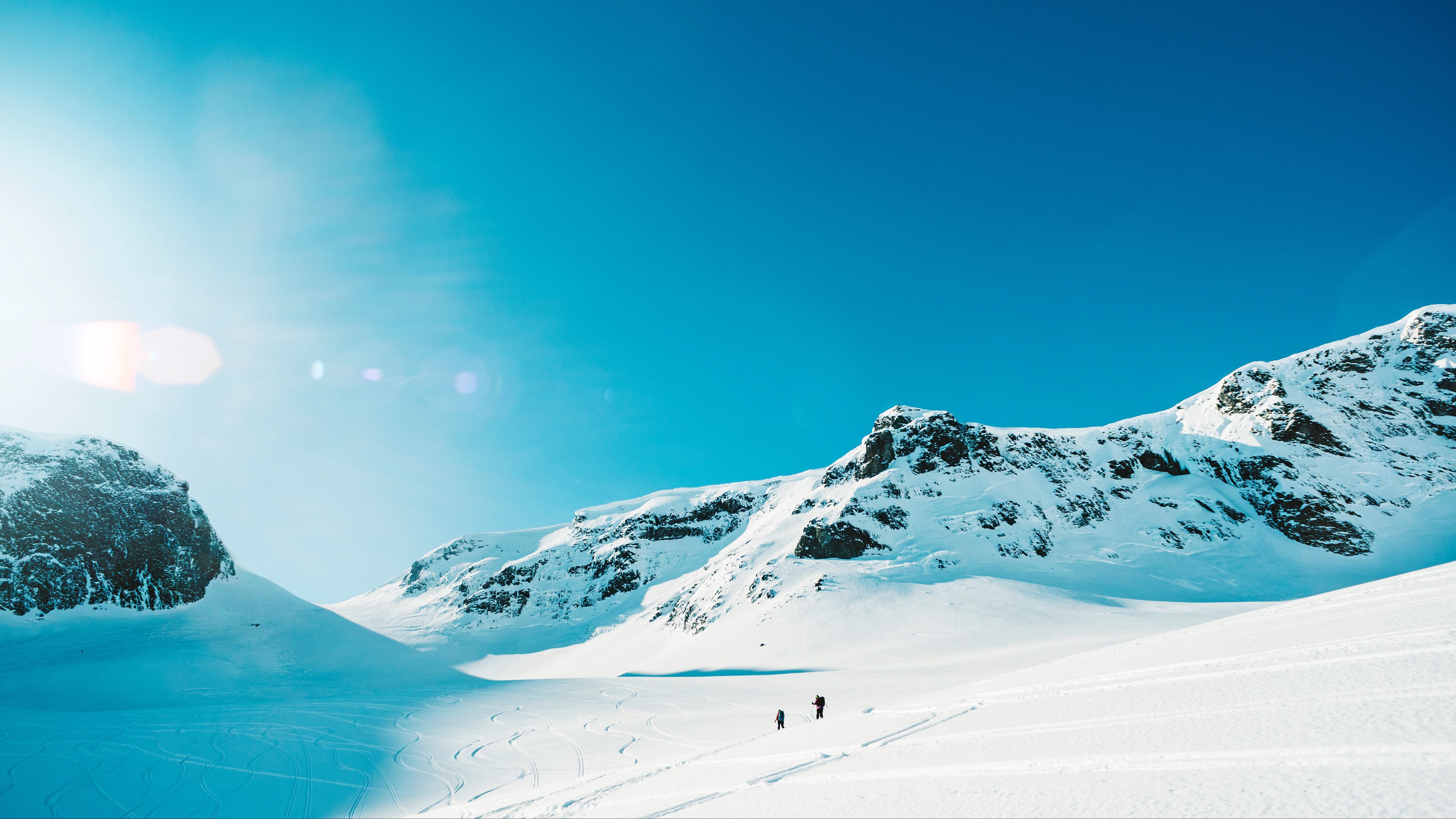skiers, tourists, snow, mountain, journey, 4k, HD Wallpaper
