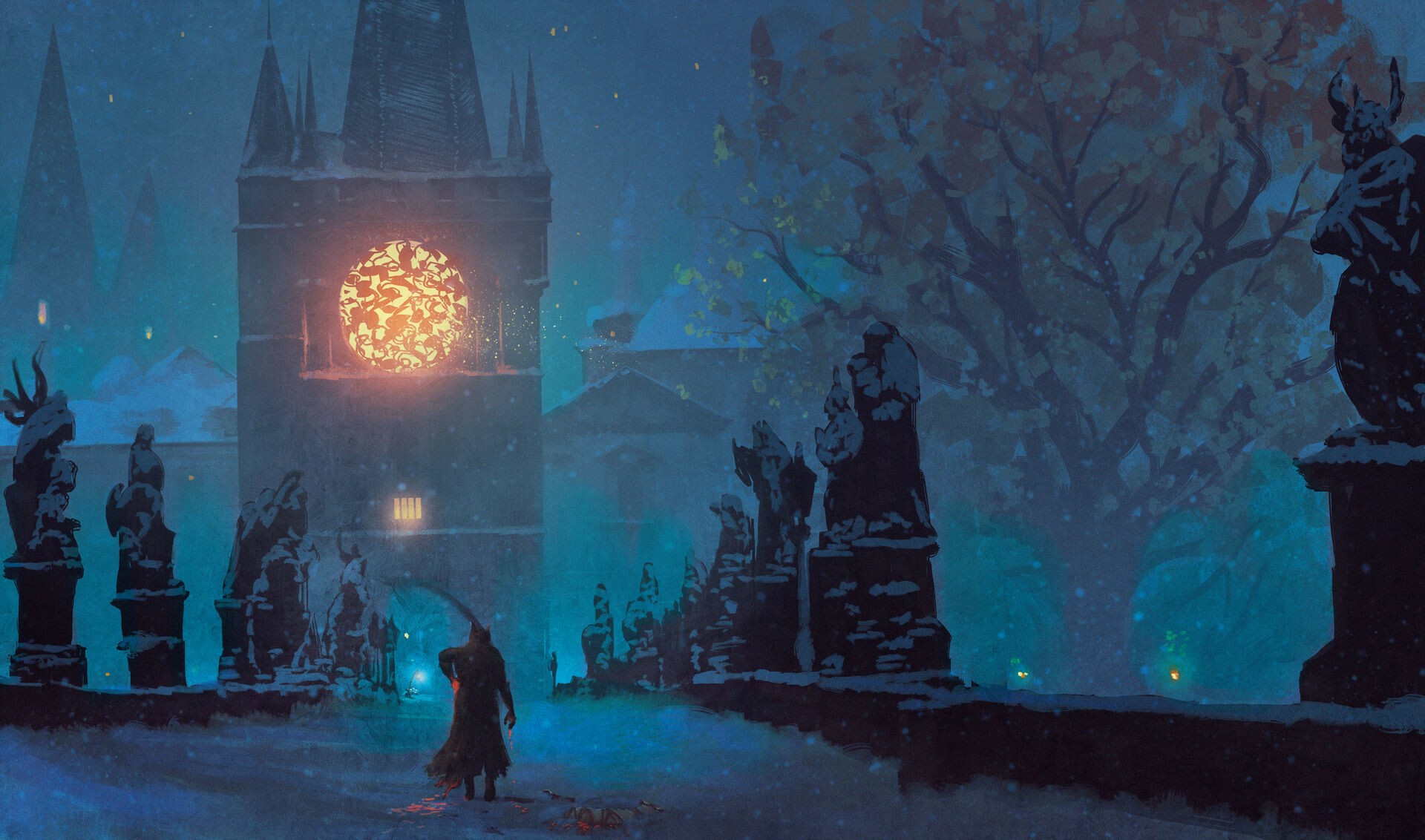 fantasy art, Bloodborne, snow, blue, HD Wallpaper