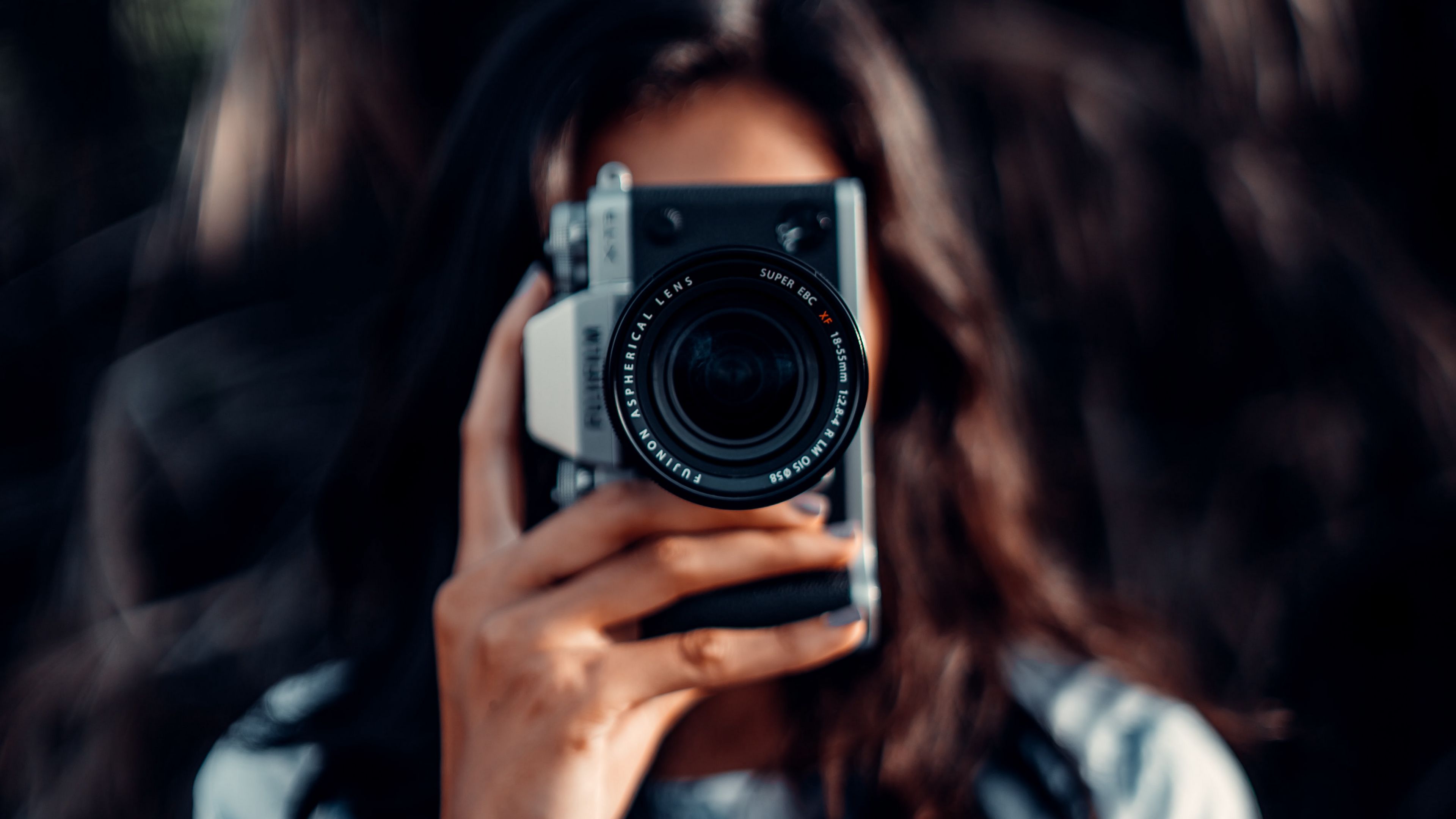 camera, girl, blur, focus, 4k, HD Wallpaper