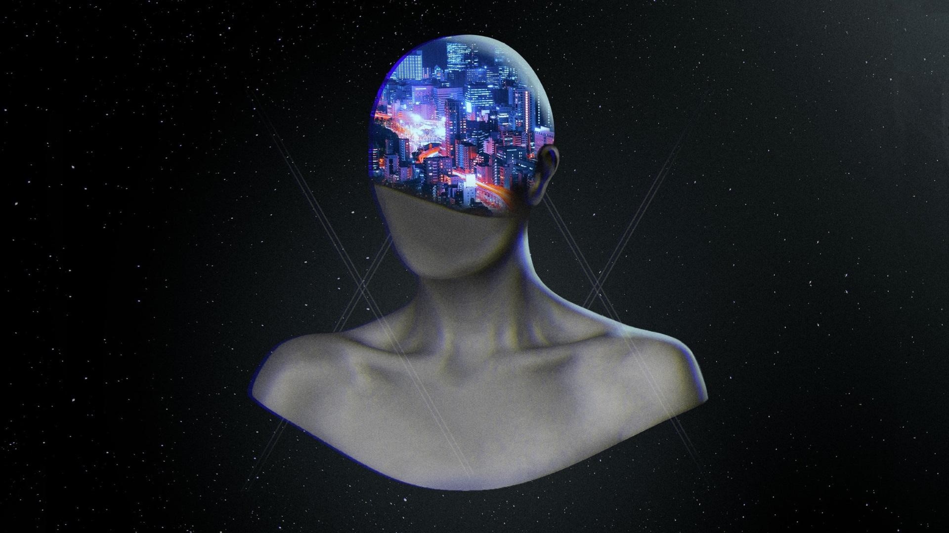 digital art, head, artwork, cityscape, science fiction, HD Wallpaper