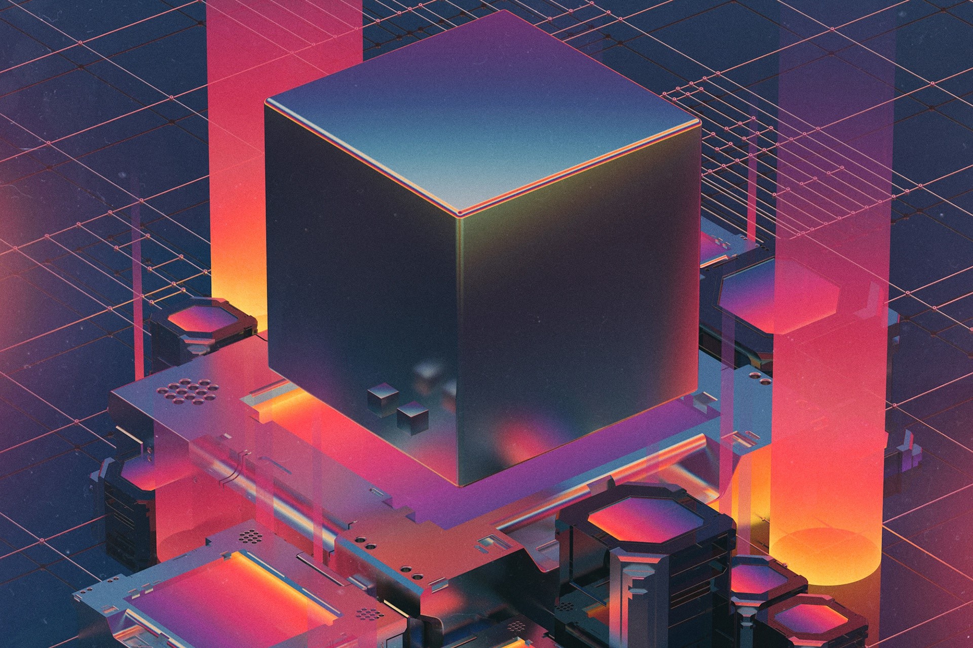 artwork, synthwave, digital art, science fiction, Mike Winkelmann, HD Wallpaper