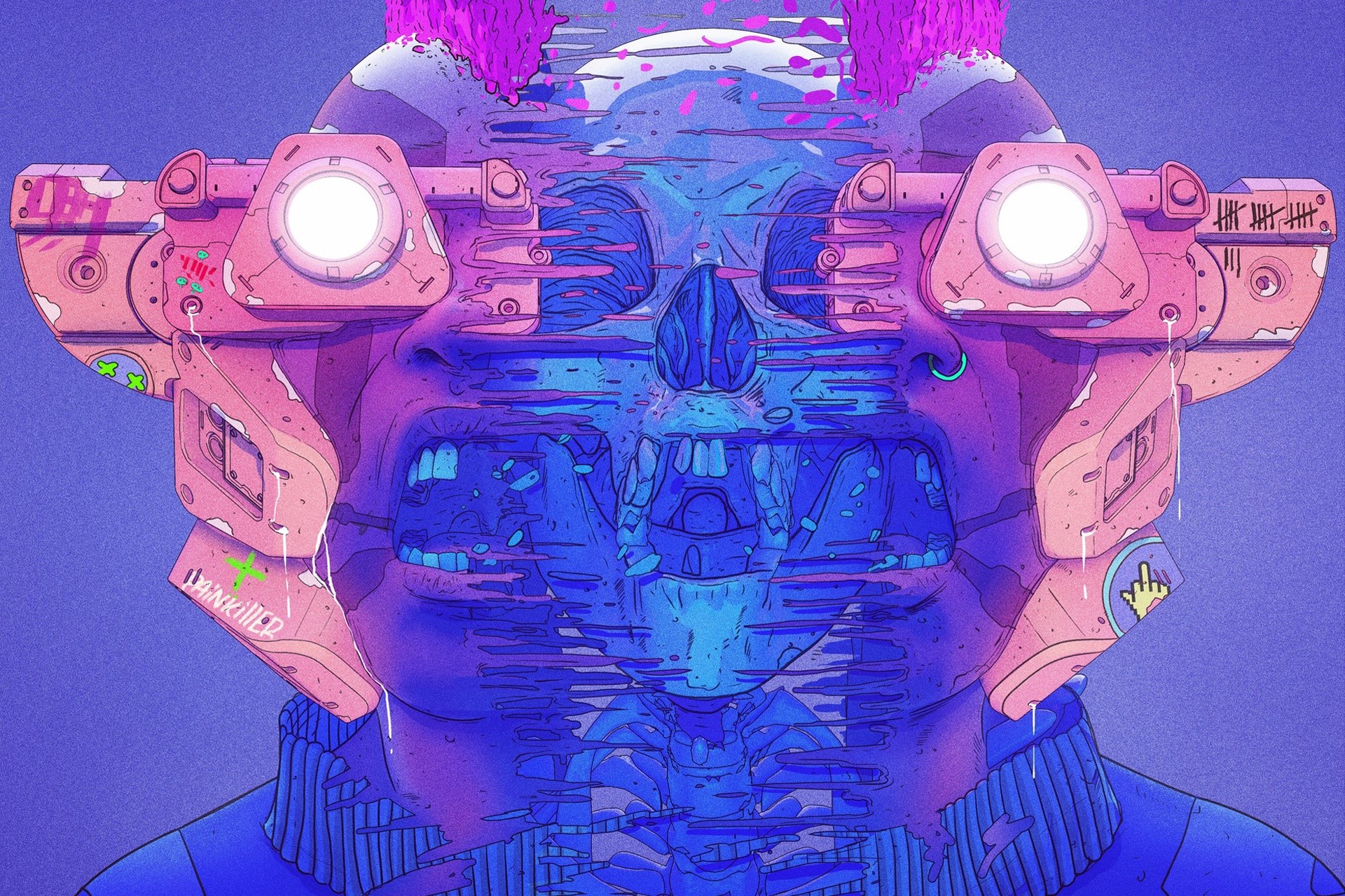 artwork, science fiction, digital art, skull, HD Wallpaper