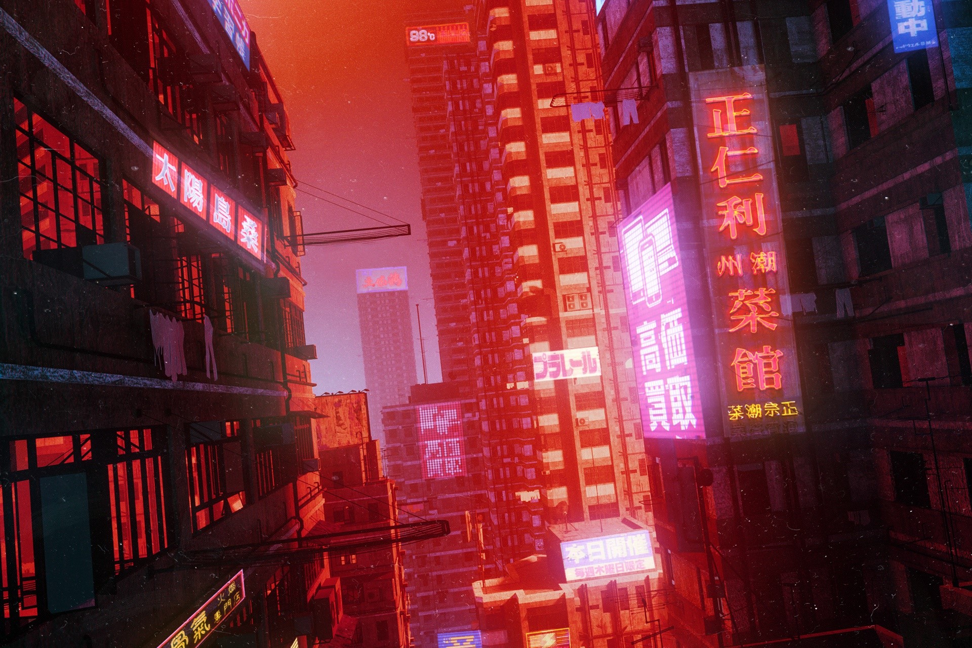 Asia, city, cityscape, artwork, digital art, neon, futuristic city, science fiction, HD Wallpaper