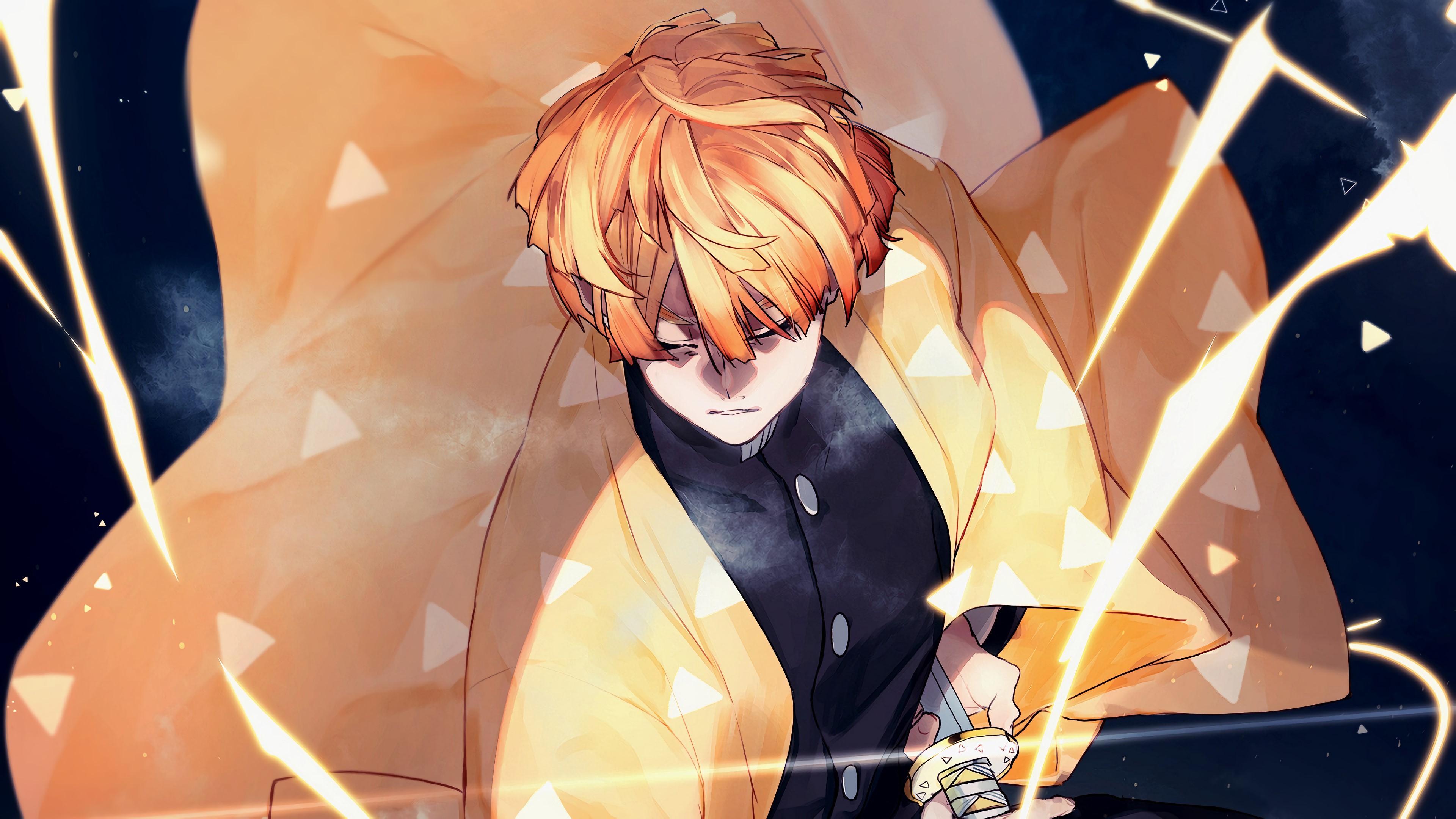 Kimetsu no Yaiba, Zenitsu Agatsuma, anime, HD Wallpaper