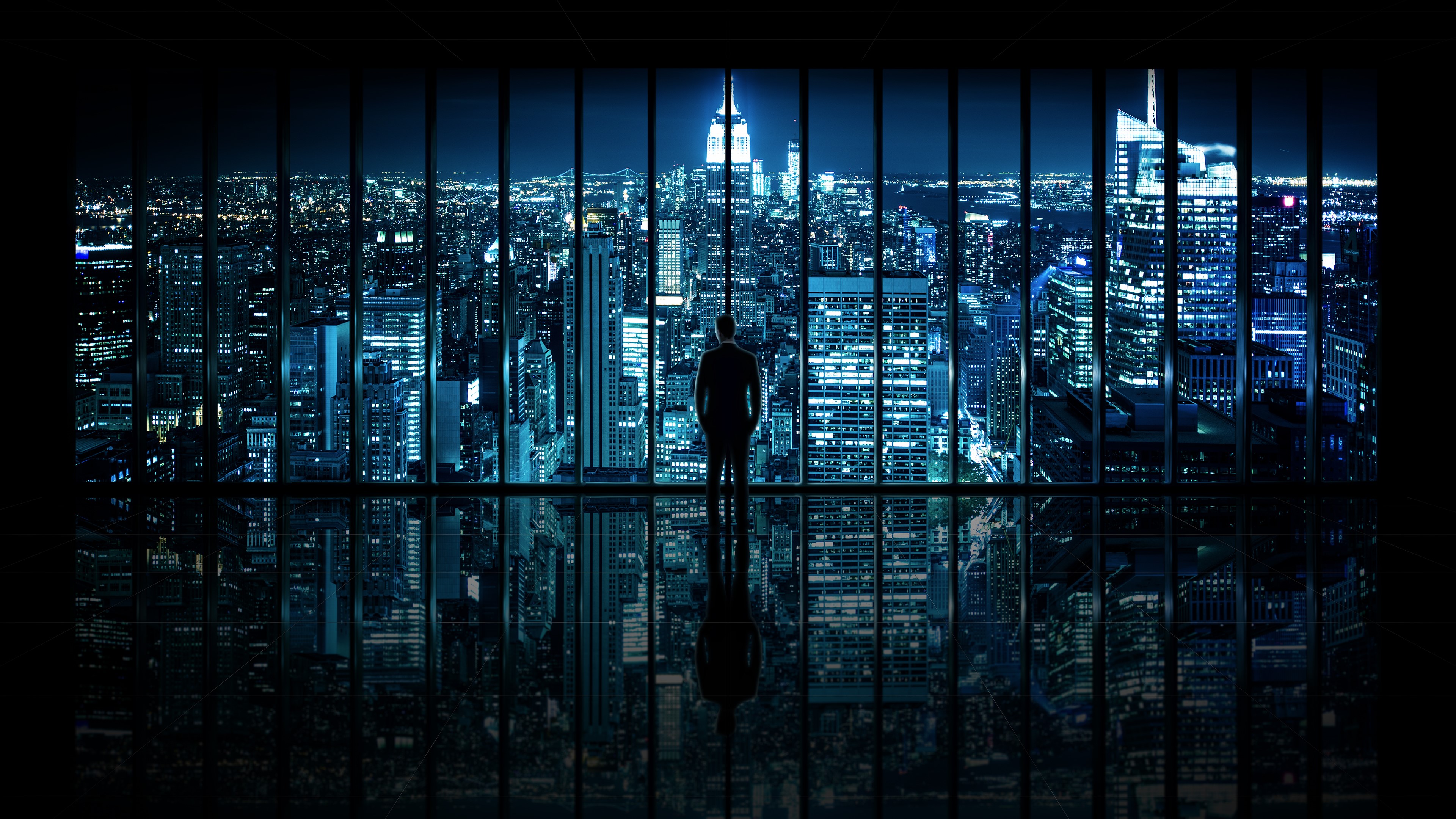 city, people, night, dark, skyscraper, HD Wallpaper