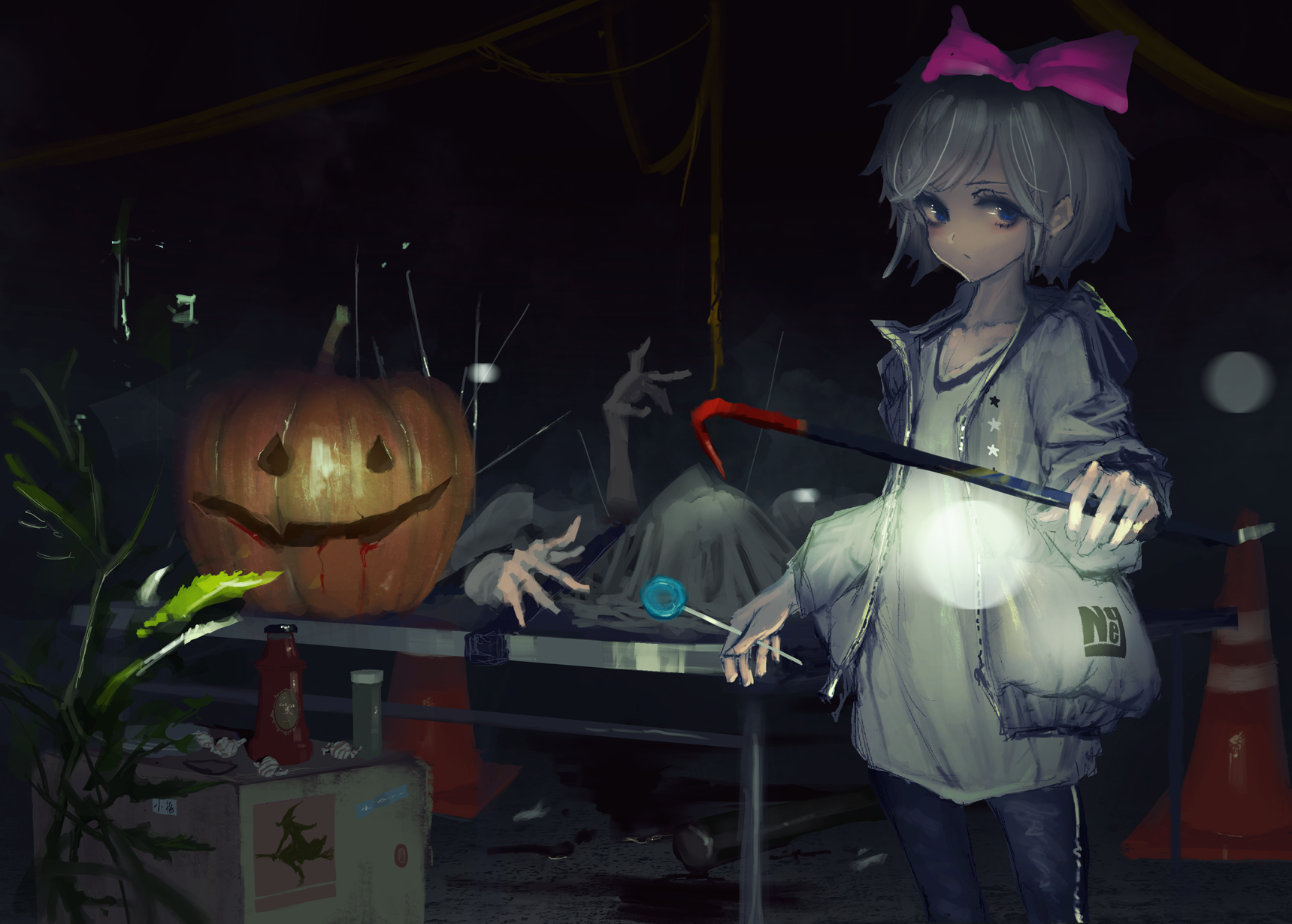 Halloween, dark, pumpkin, blood, HD Wallpaper