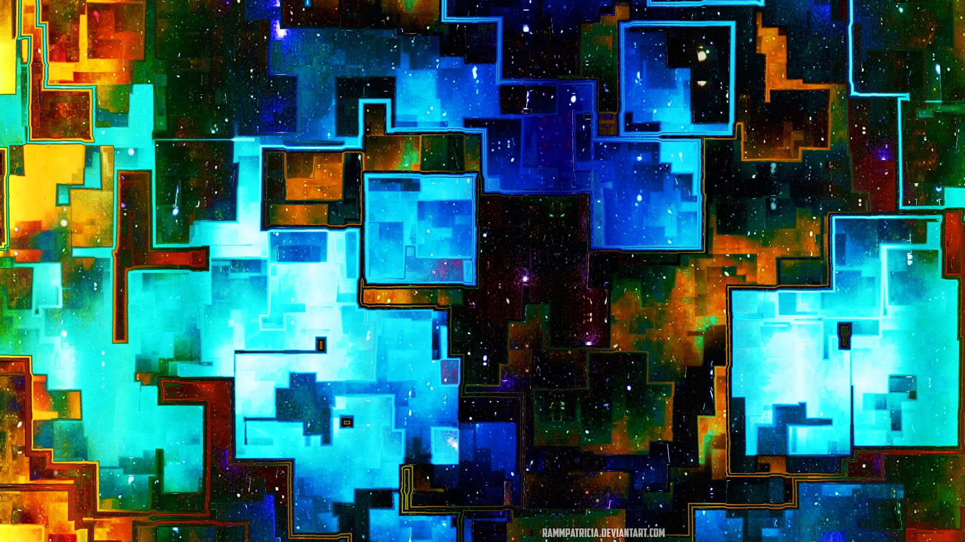 digital, digital art, RammPatricia, abstract, cyan, HD Wallpaper