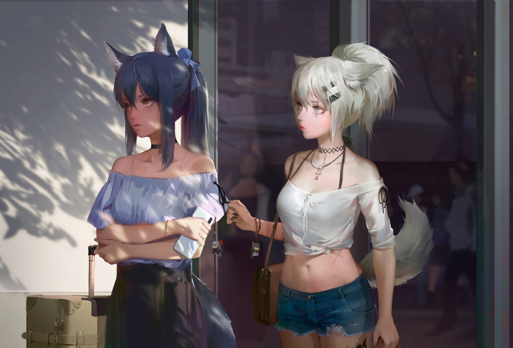anime, anime girls, digital art, artwork, 2D, portrait, Arknights, Texas (Arknights), Lappland(Arknights), HD Wallpaper