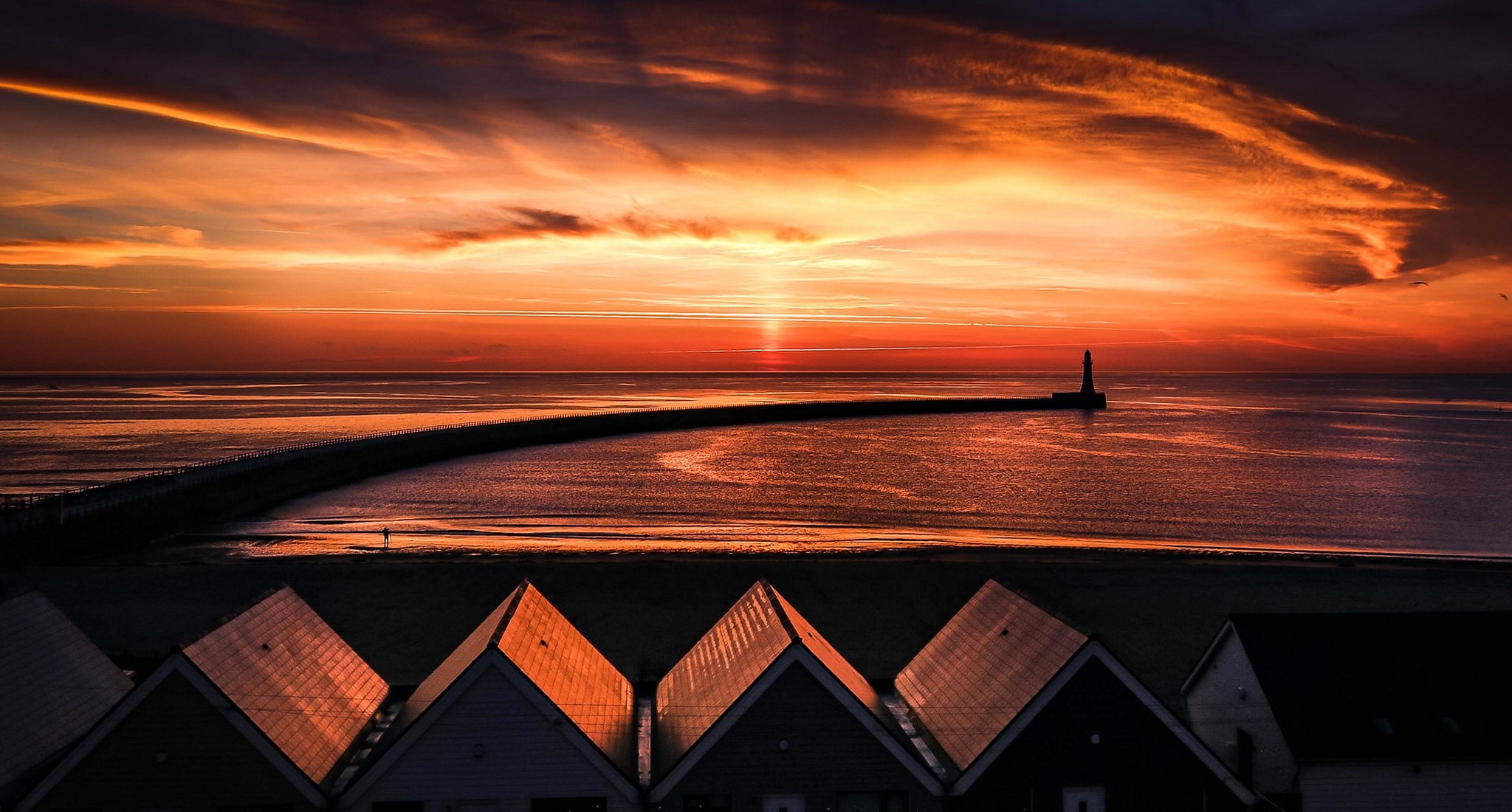 dark, sky, Sun, sunlight, rooftops, England, HD Wallpaper