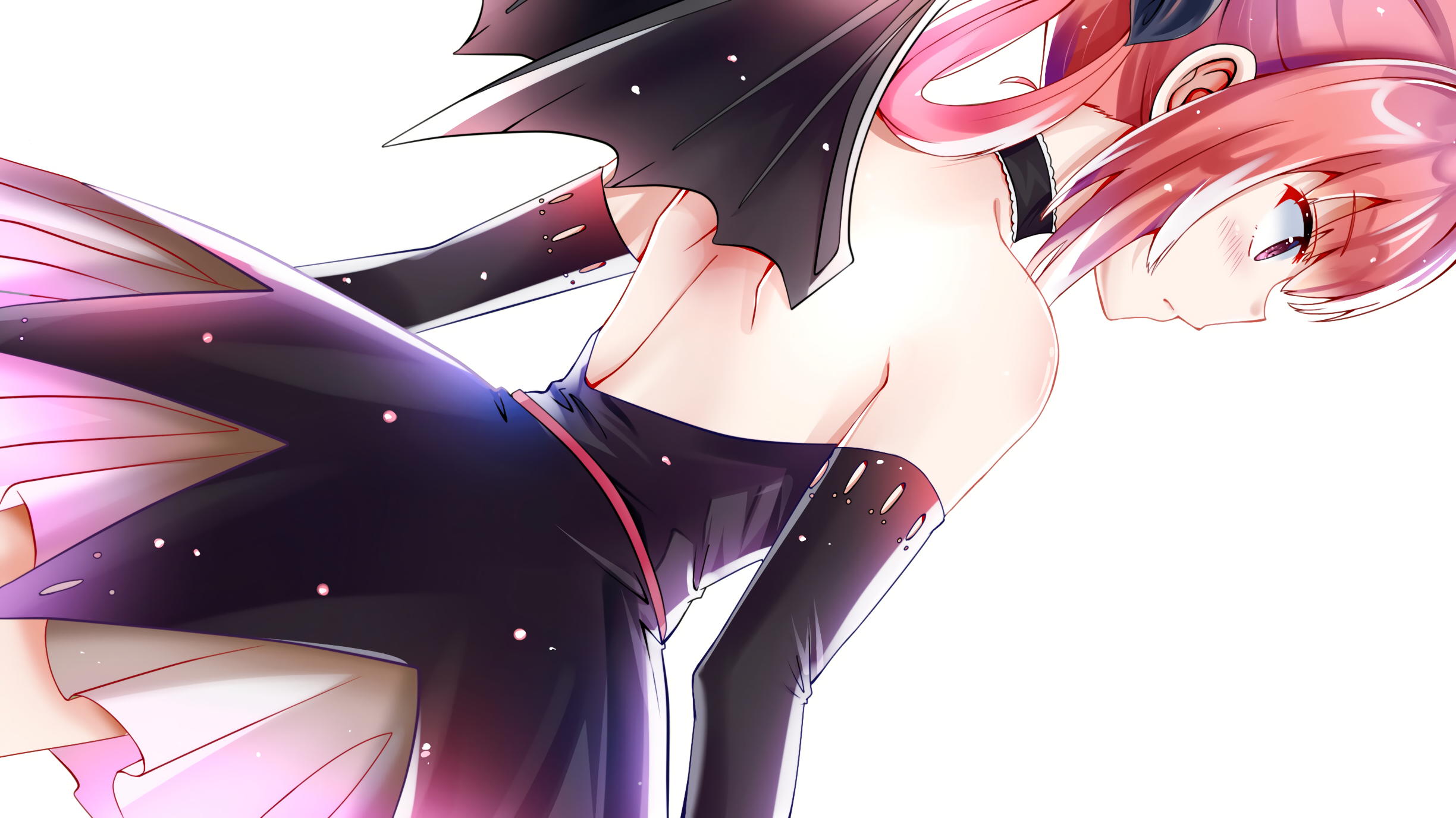 anime, anime girls, black dress, white background, Satanichia McDowell Kurumizawa, Gabriel Dropout, redhead, demon girl, HD Wallpaper