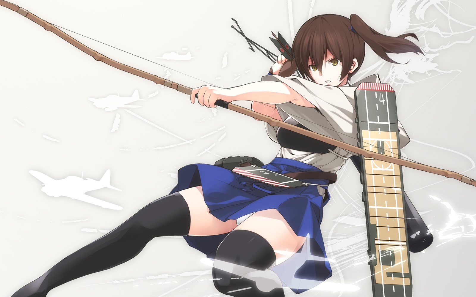 Kantai Collection, thighs, bow and arrow, Kaga (Kantai Collection), HD Wallpaper