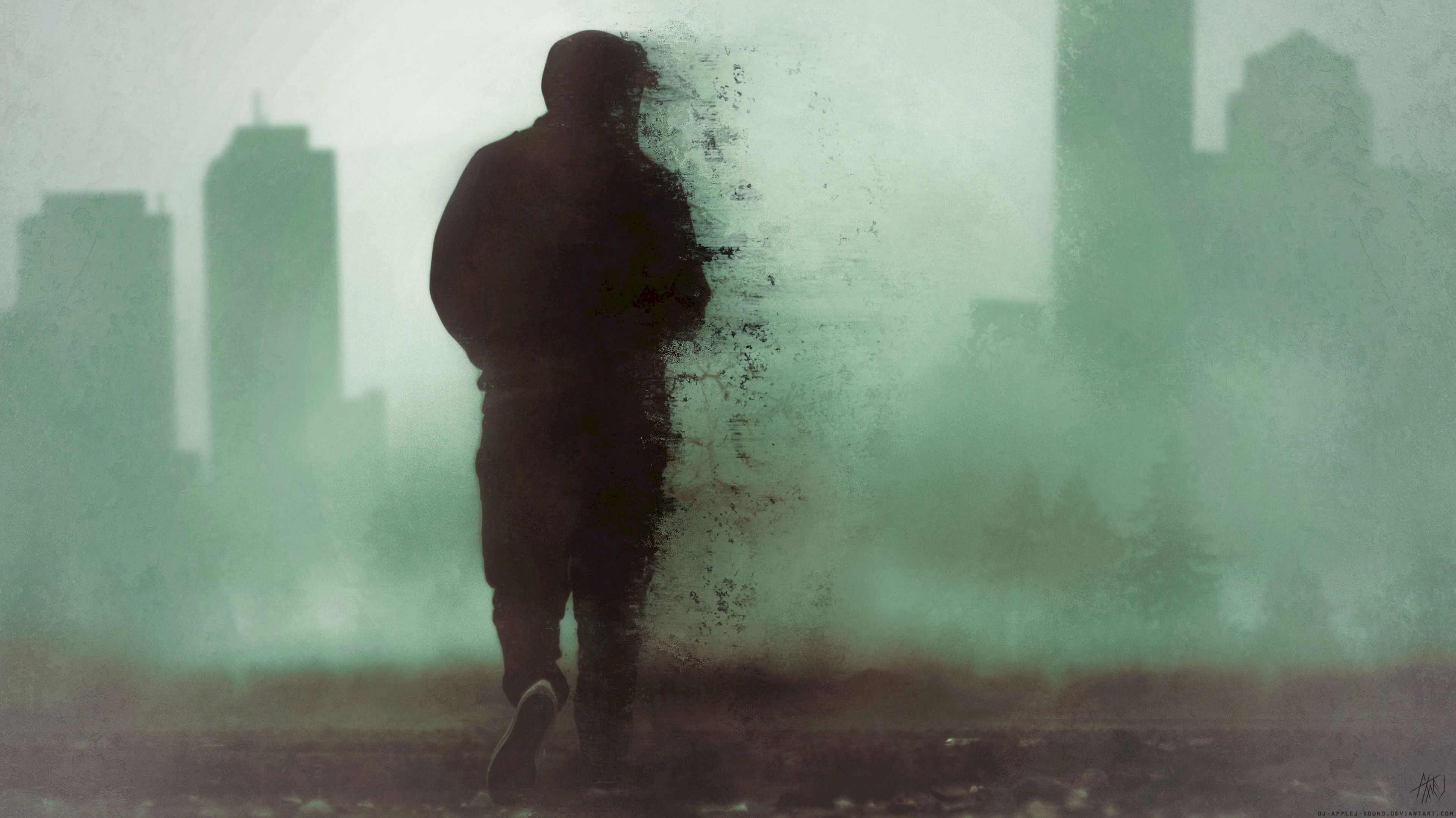 silhouette, man, dissolution, disappearance, 4k, HD Wallpaper