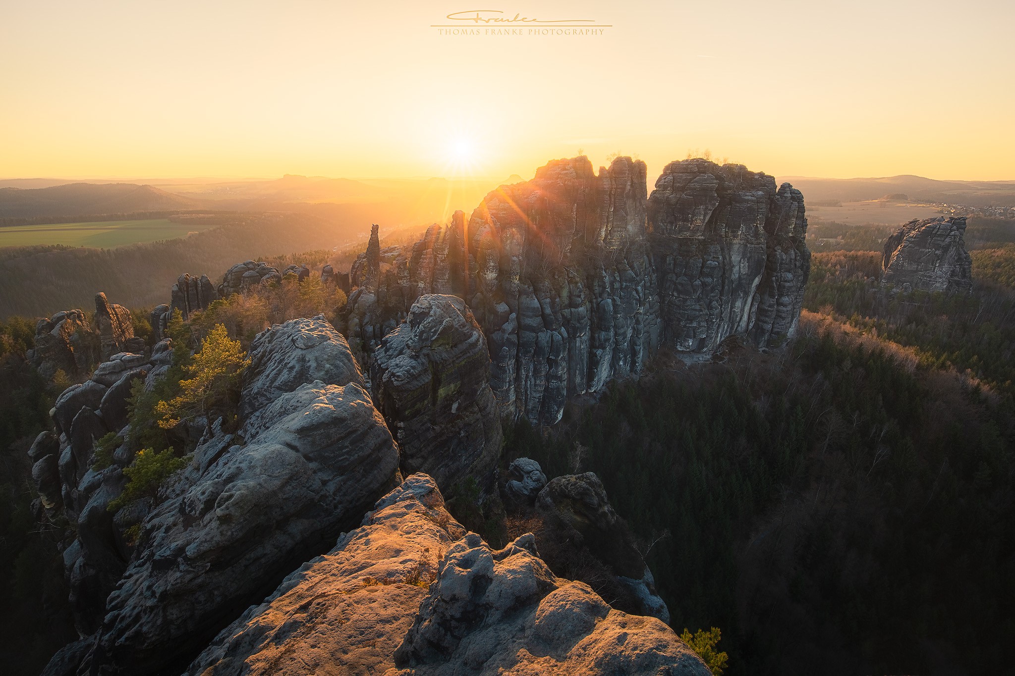 Schrammsteine, Bad Schandau, Germany, rocks, sunlight, HD Wallpaper