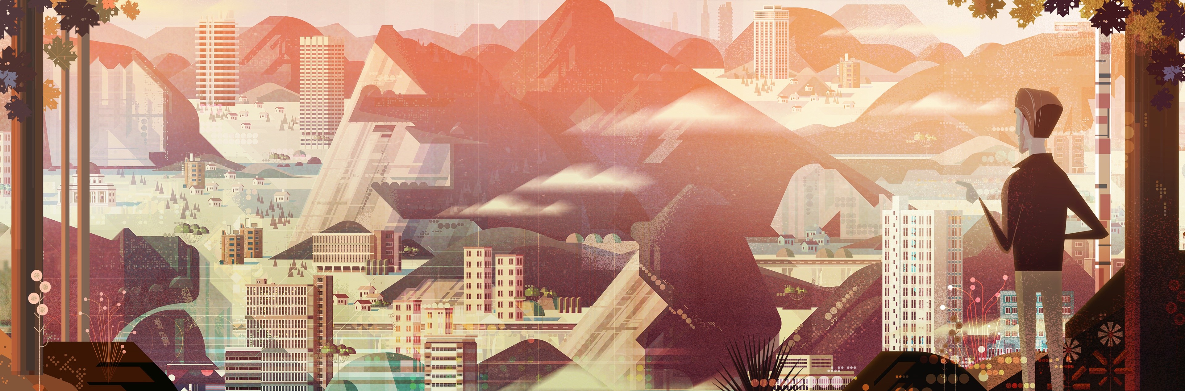 digital art, landscape, artwork, city, illustration, HD Wallpaper