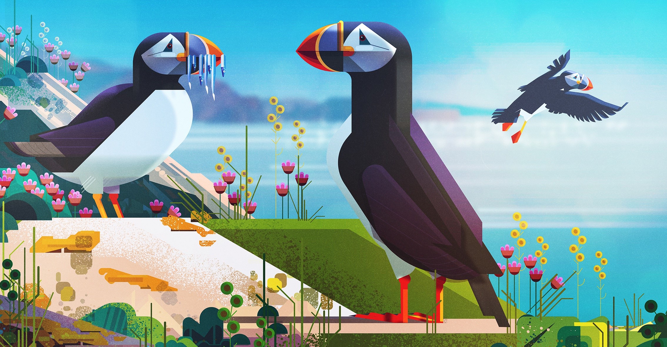animals, birds, nature, artwork, digital art, illustration, HD Wallpaper