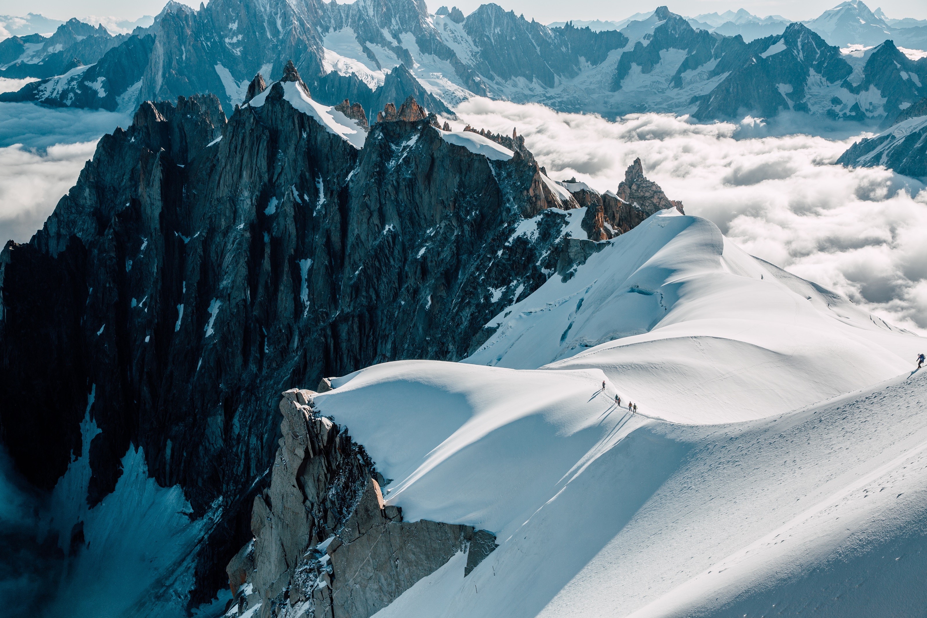 winter, snow, nature, rocks, landscape, clouds, Chamonix, Aiguille du Midi, France, mountains, HD Wallpaper