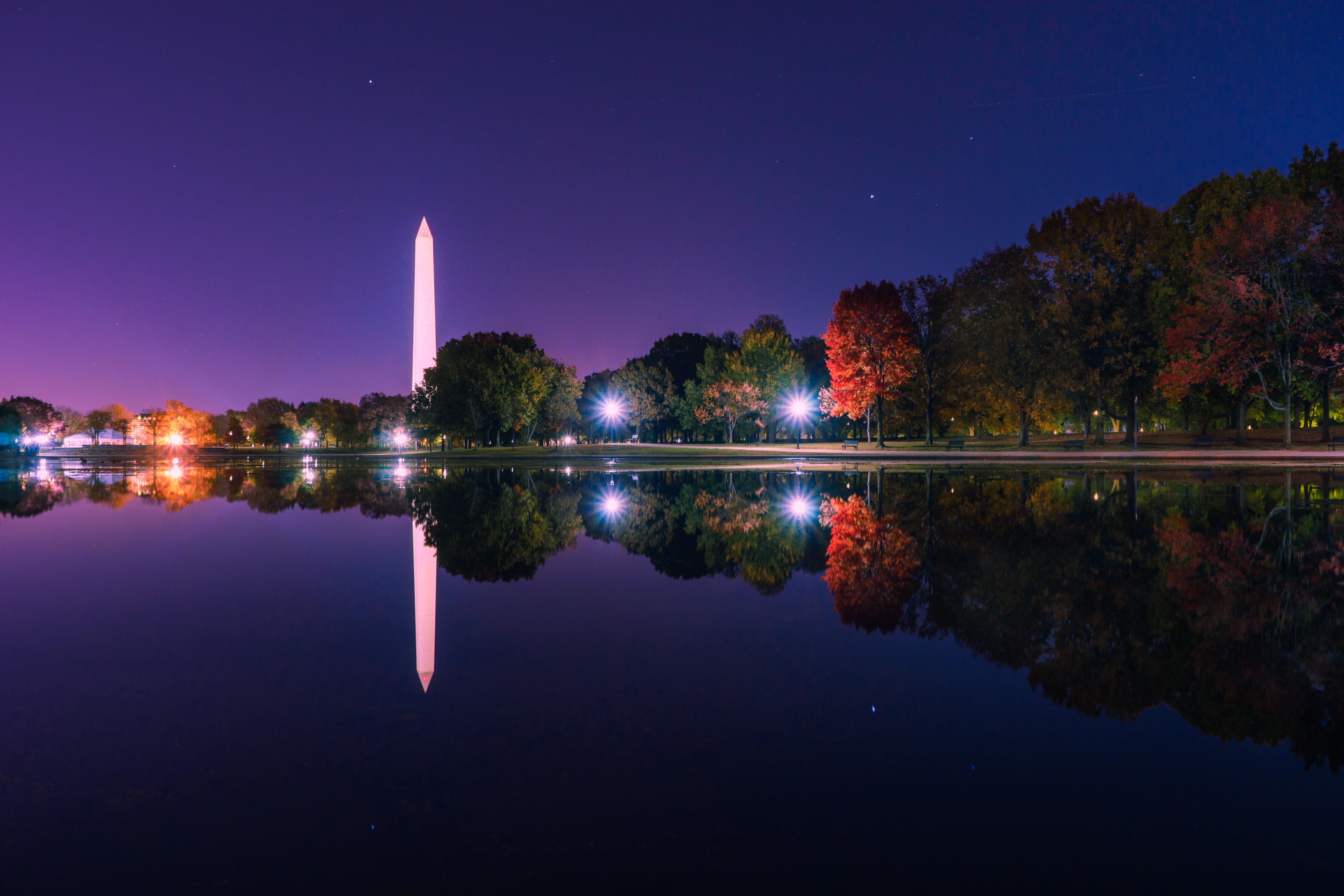 Washington Monument, Washington, D.C., nature, reflection, water, evening, night, HD Wallpaper