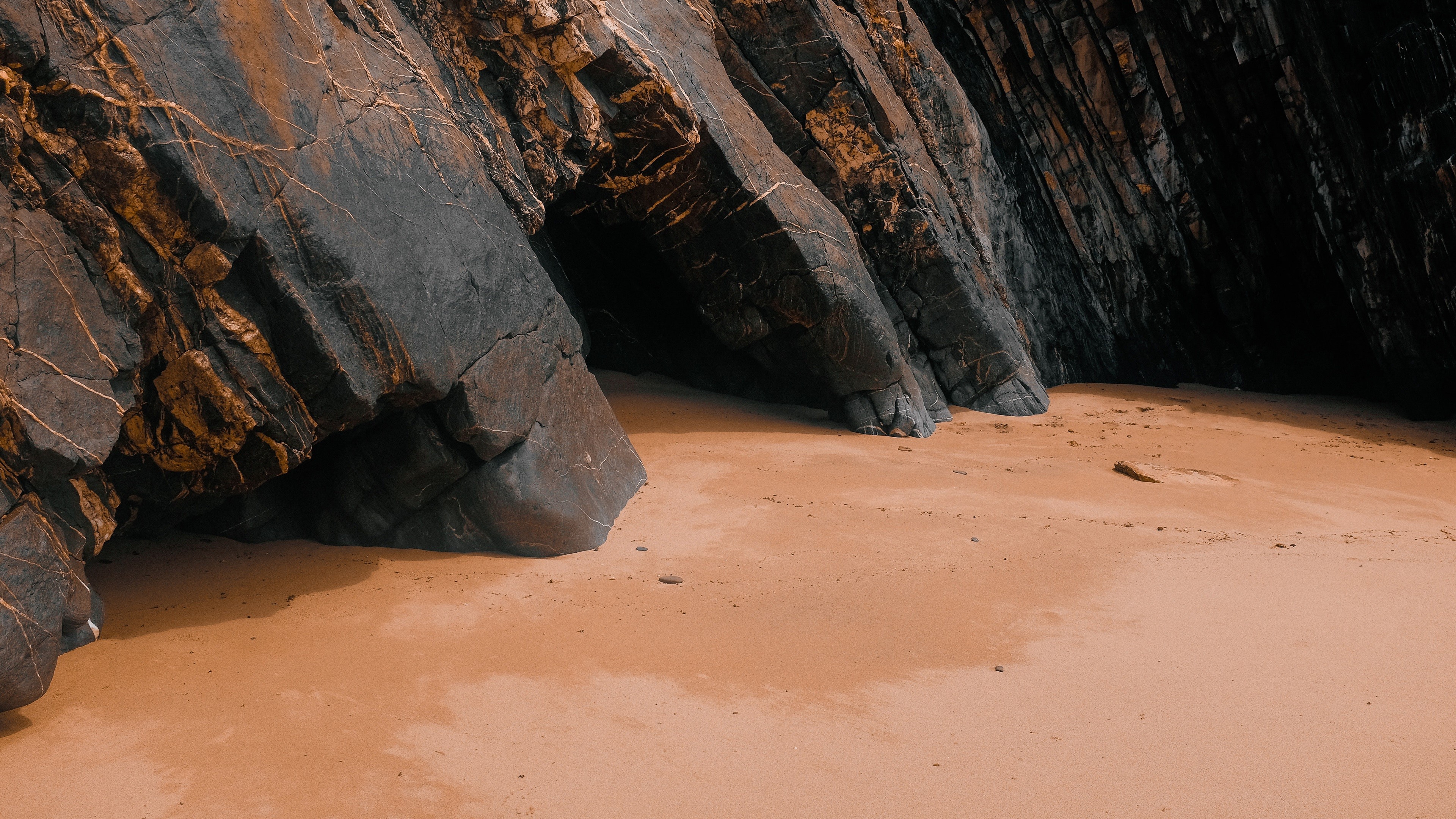rocks, nature, sand, wet, brown, rock, HD Wallpaper