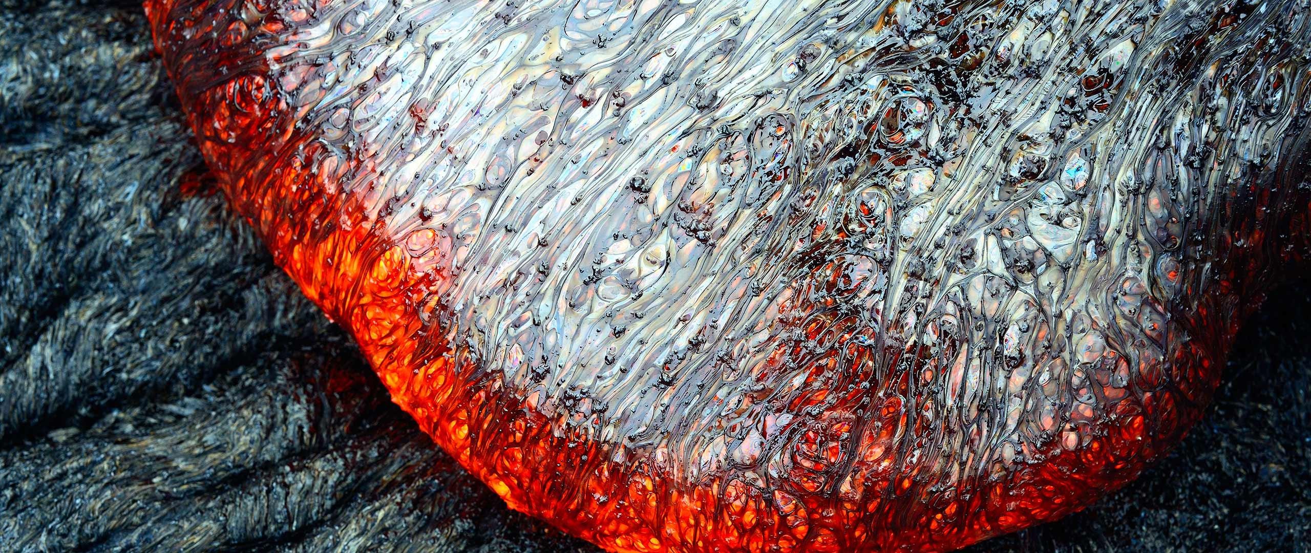 lava, fire, red, white, rock, ultrawide, HD Wallpaper