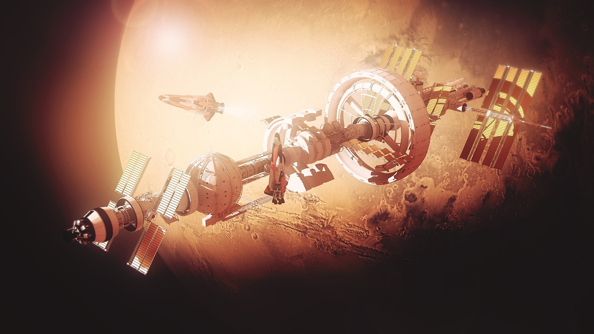science fiction, space, space station, space art, digital art, HD Wallpaper