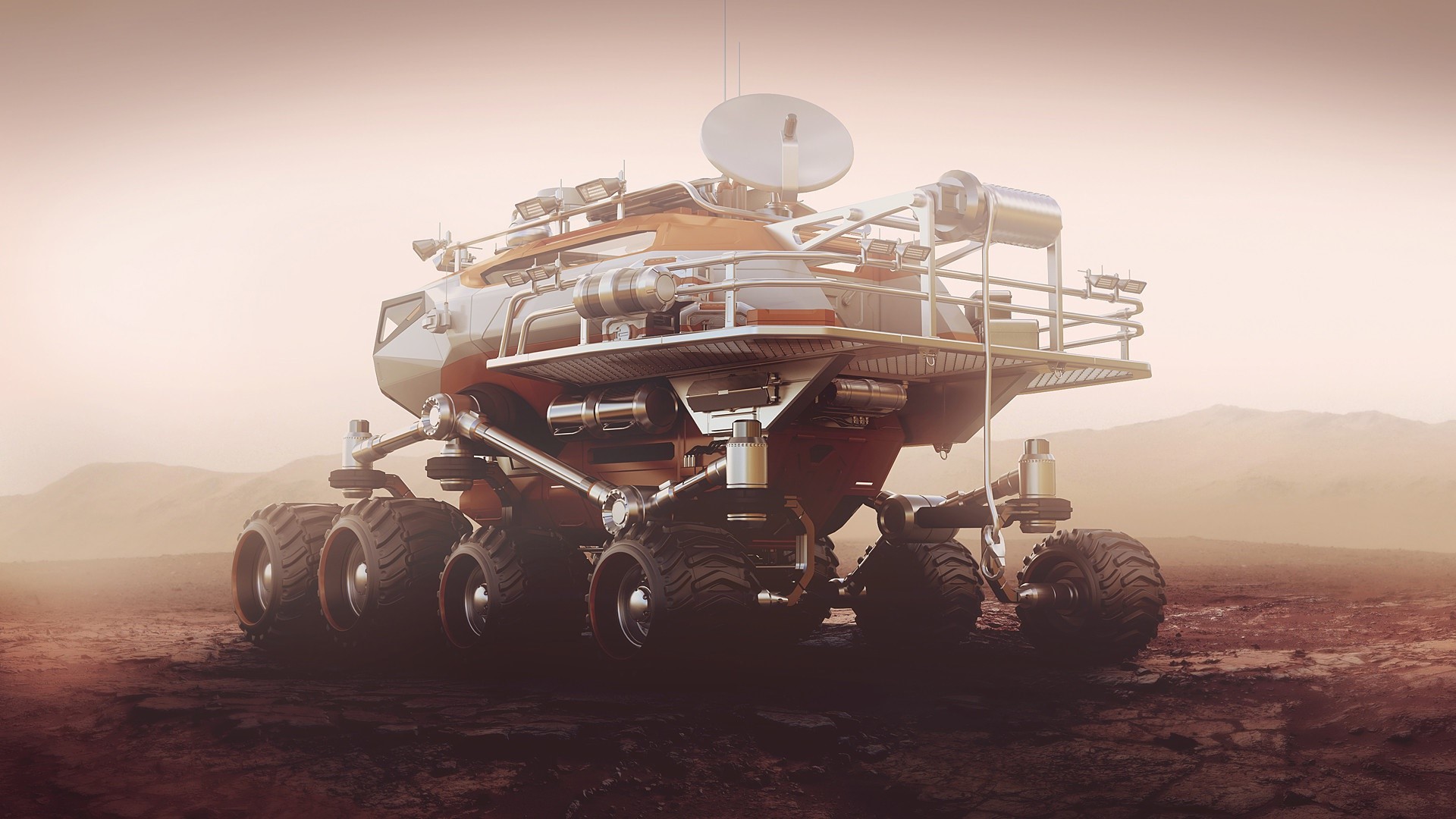 vehicle, digital art, futuristic, render, planet, HD Wallpaper