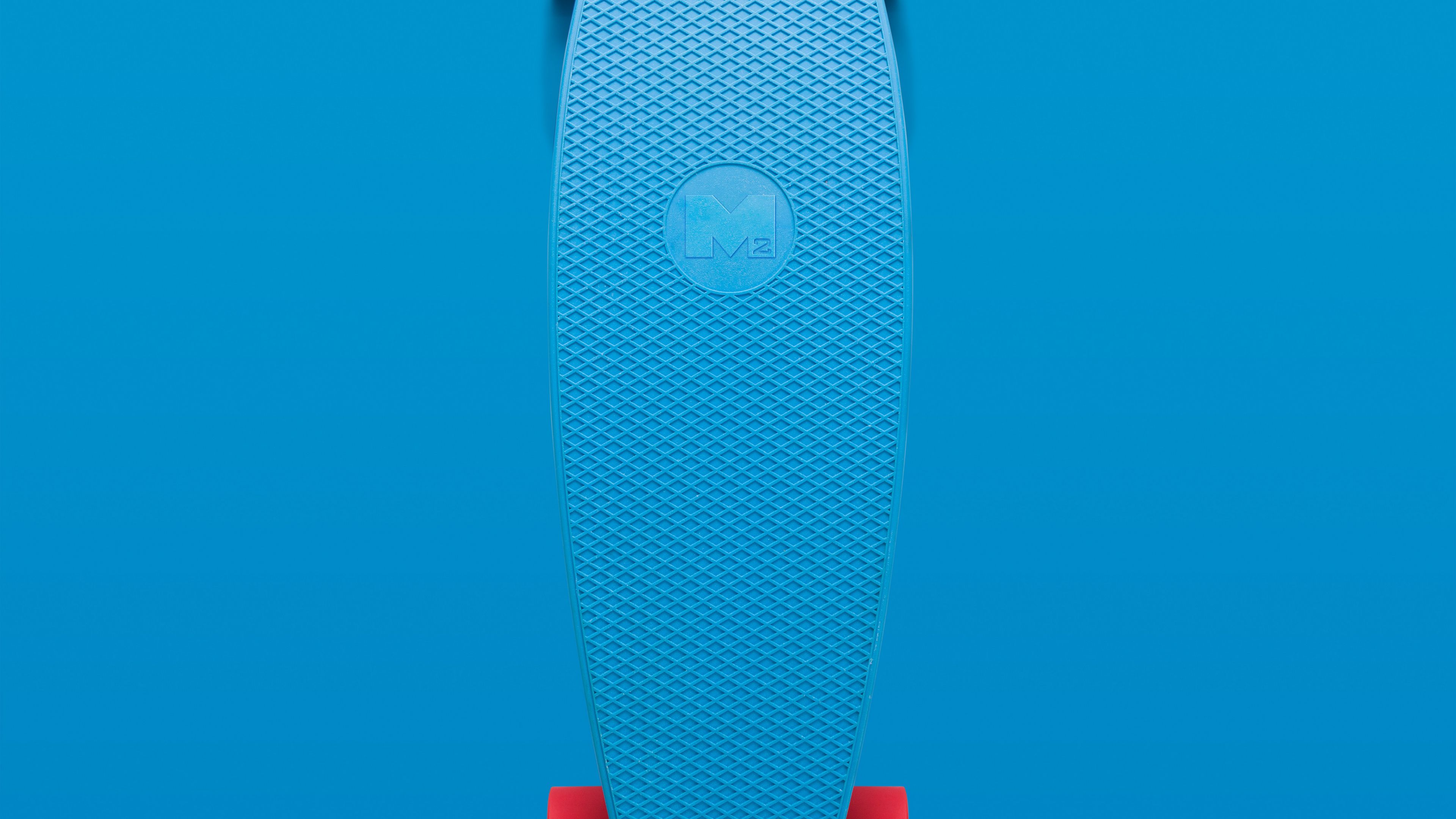 longboard, skateboard, blue, red, minimalism, 4k, HD Wallpaper