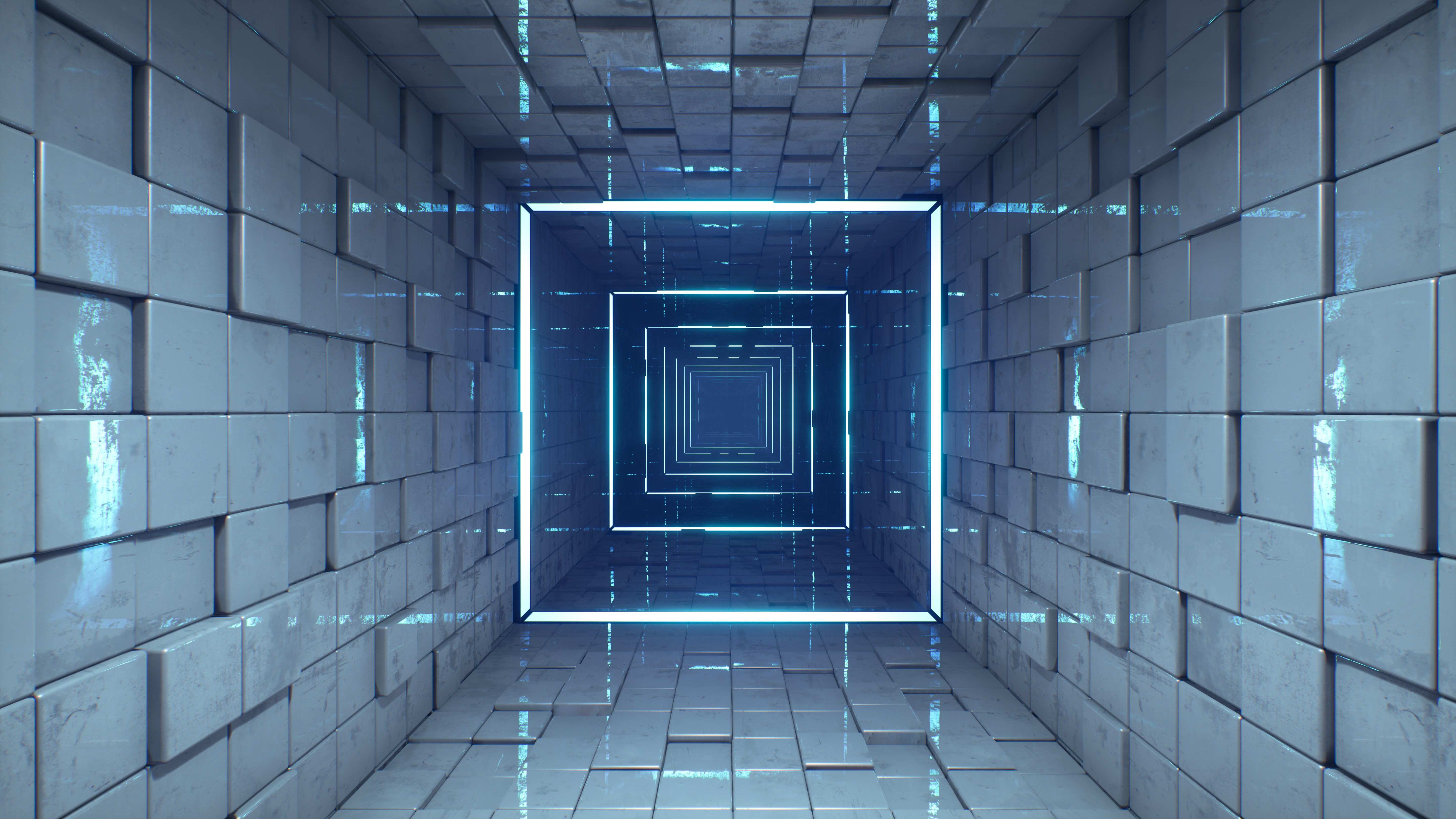 screen shot, video games, Q.U.B.E. 2, hallway, cube, HD Wallpaper