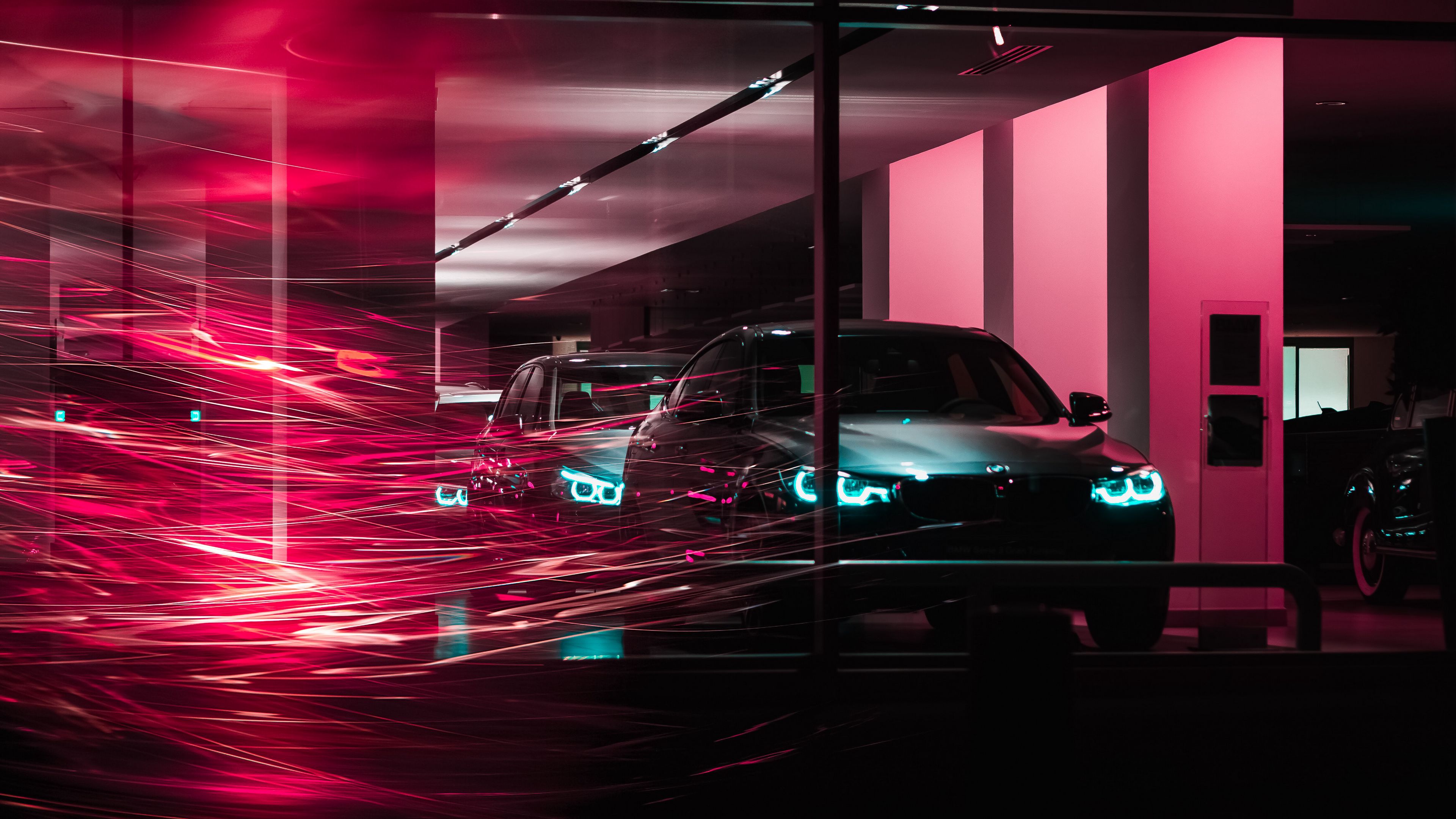 bmw, cars, long exposure, light, lines, 4k, HD Wallpaper
