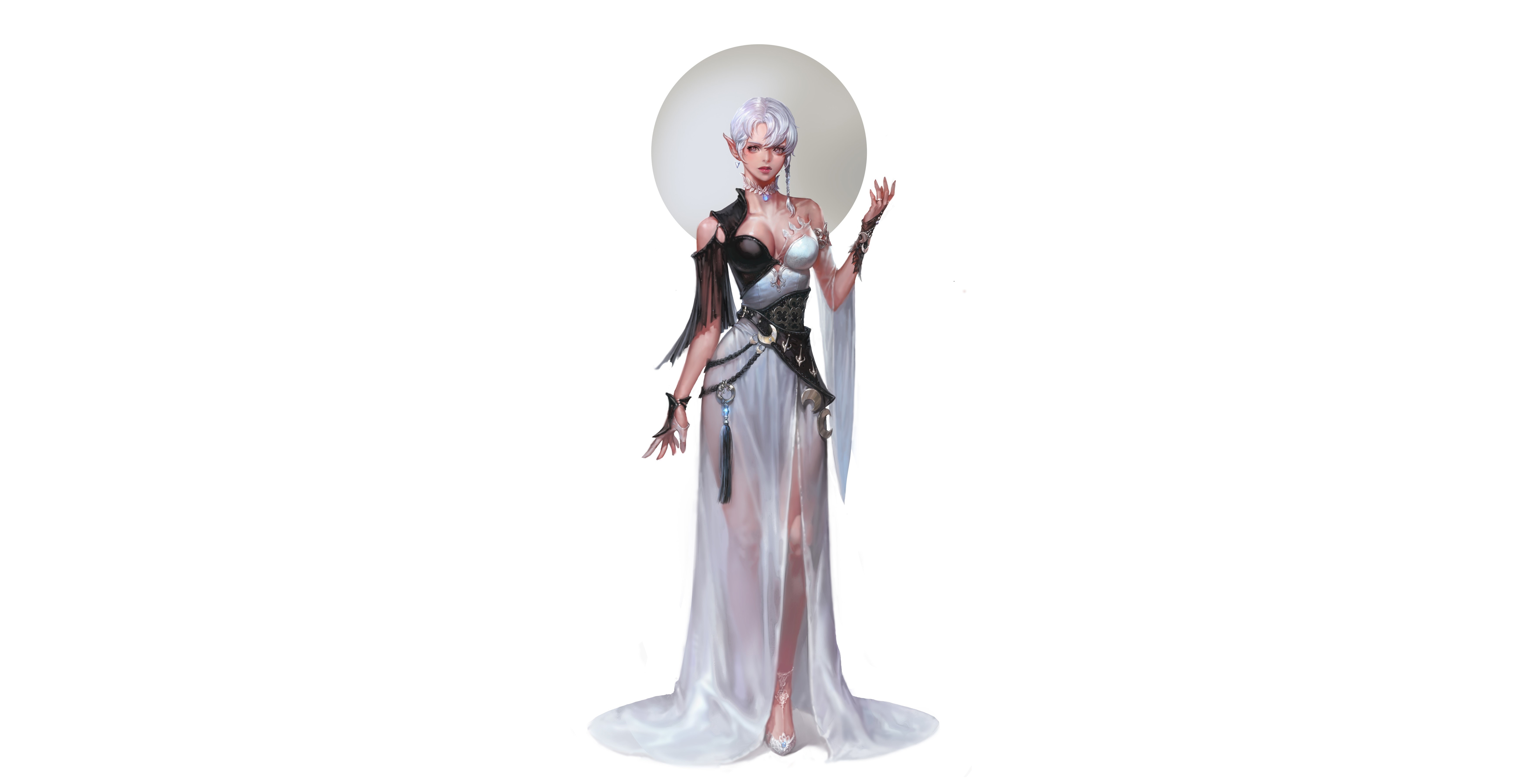 white background, simple background, fantasy art, artwork, fantasy girl, HD Wallpaper