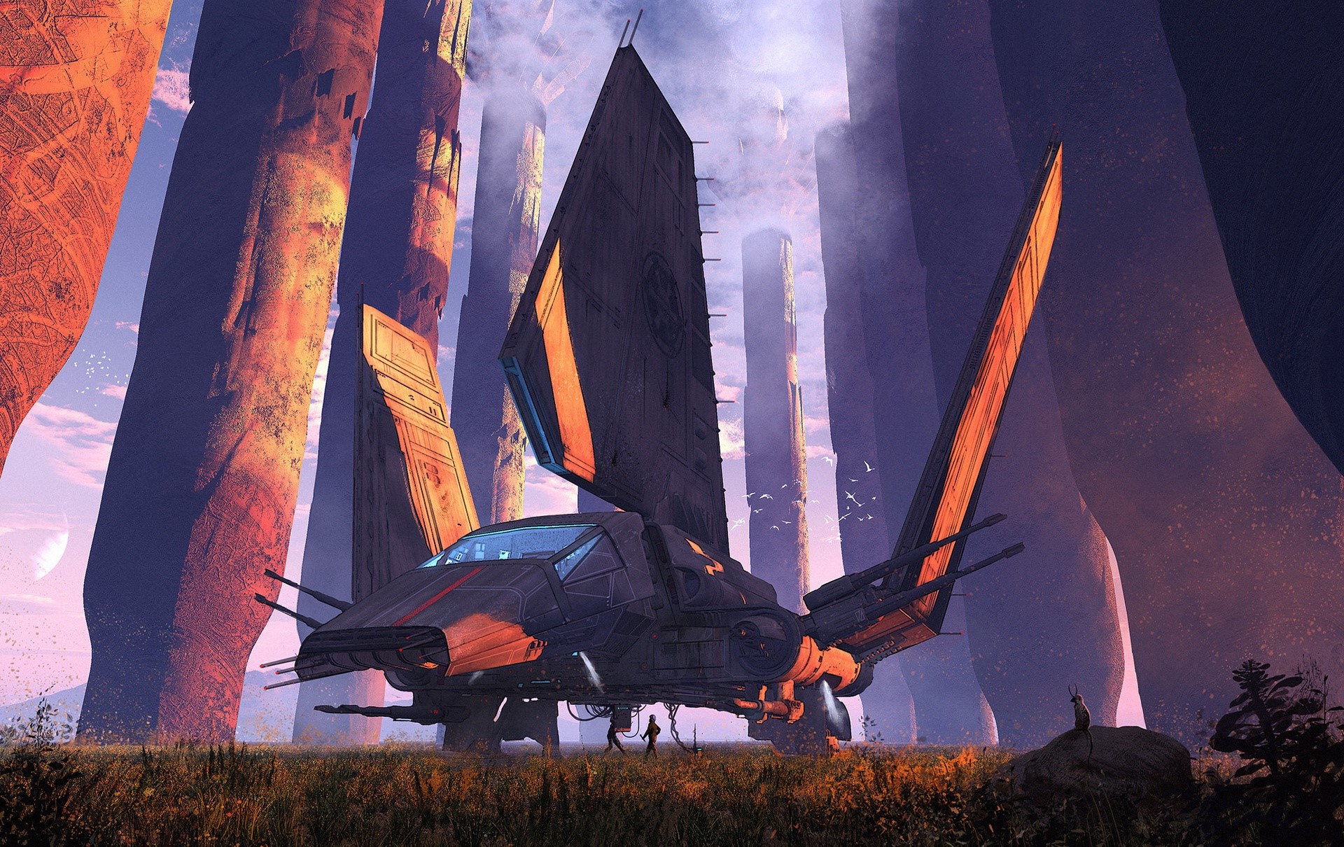 Mack Sztaba, Star Wars, imperial shuttle, spaceship, science fiction, fantasy art, digital art, artwork, HD Wallpaper