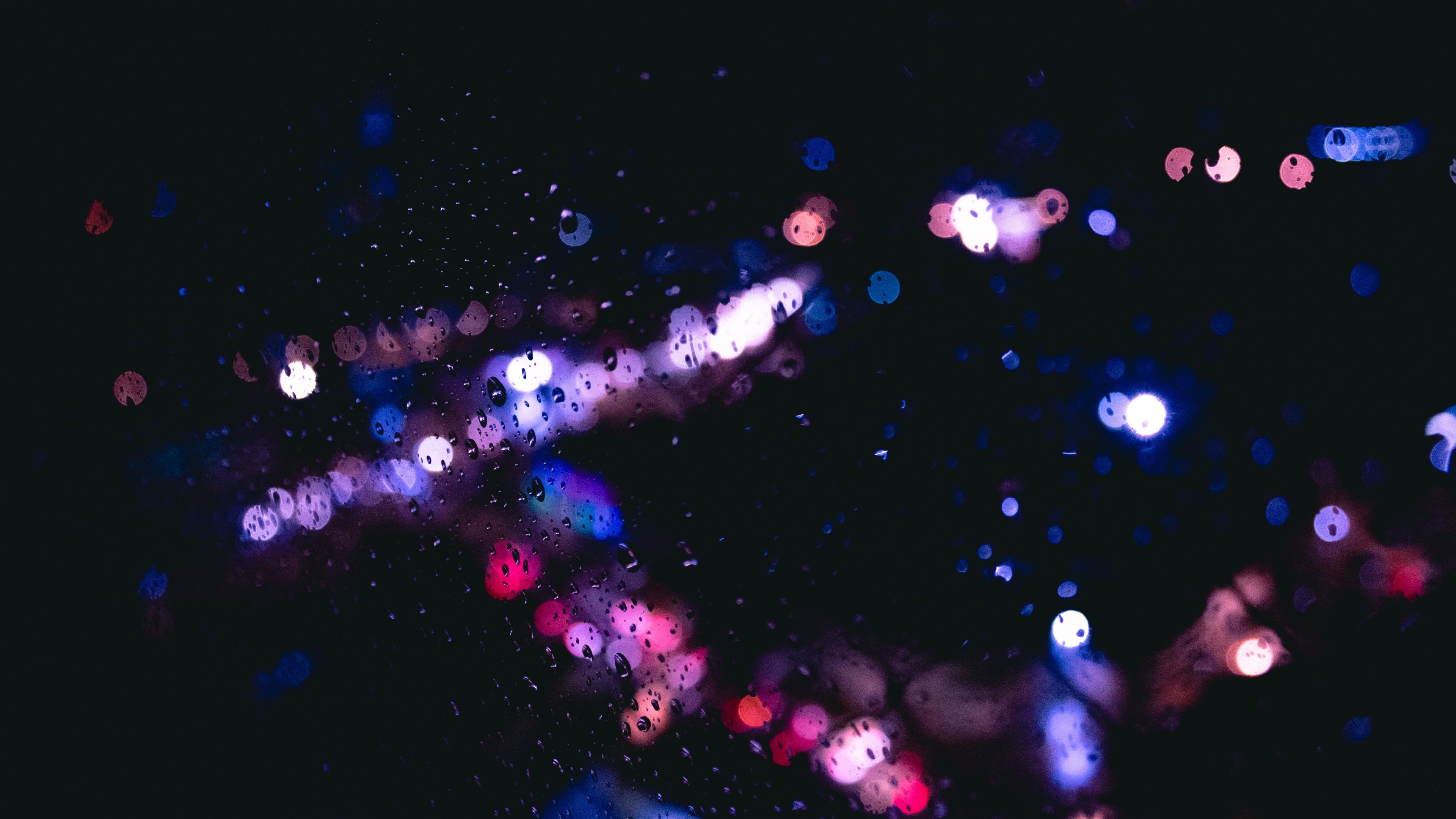 rain, bokeh, dark, water drops, HD Wallpaper