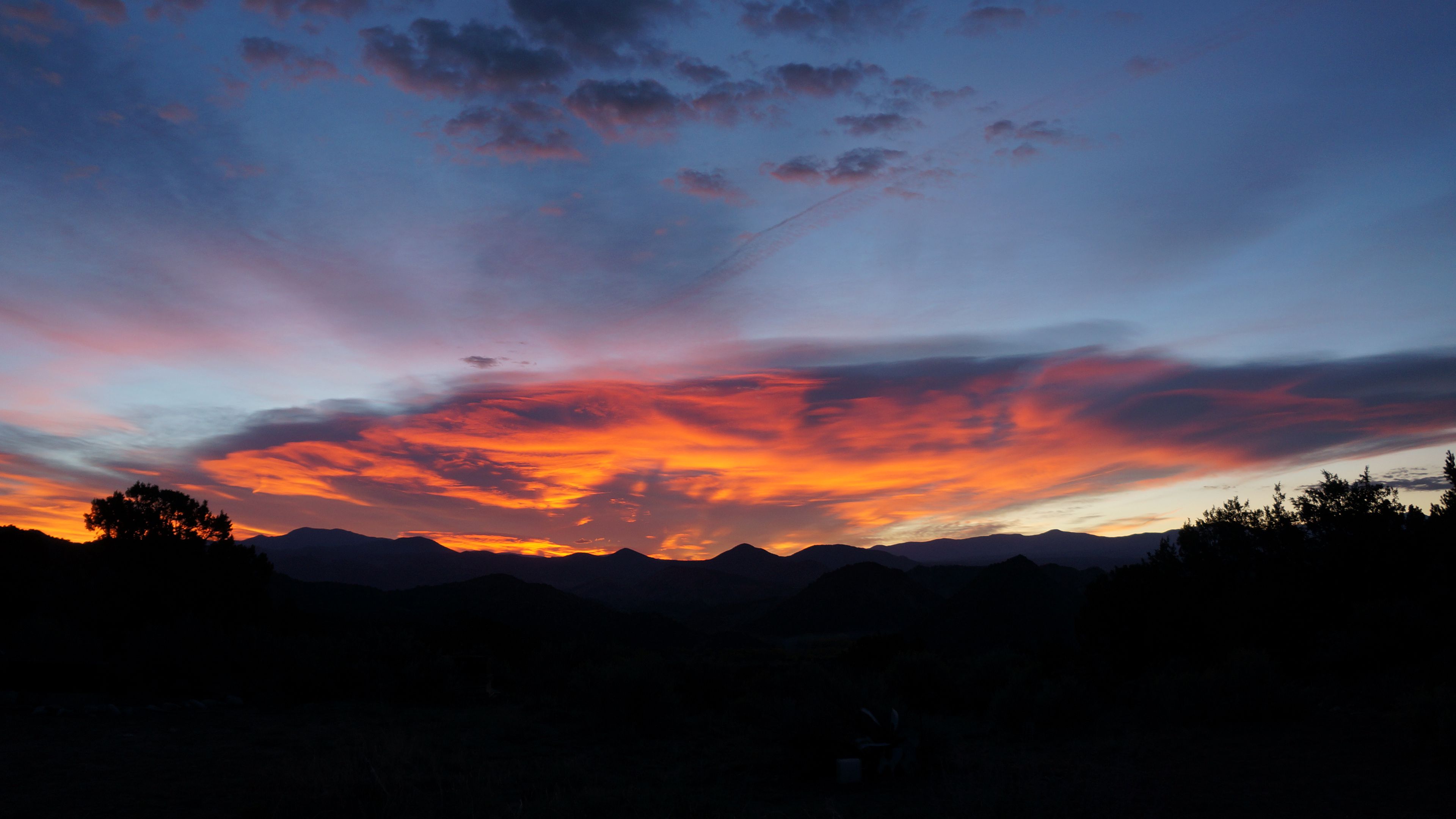sunset, hills, dark, night, sky, 4k, HD Wallpaper