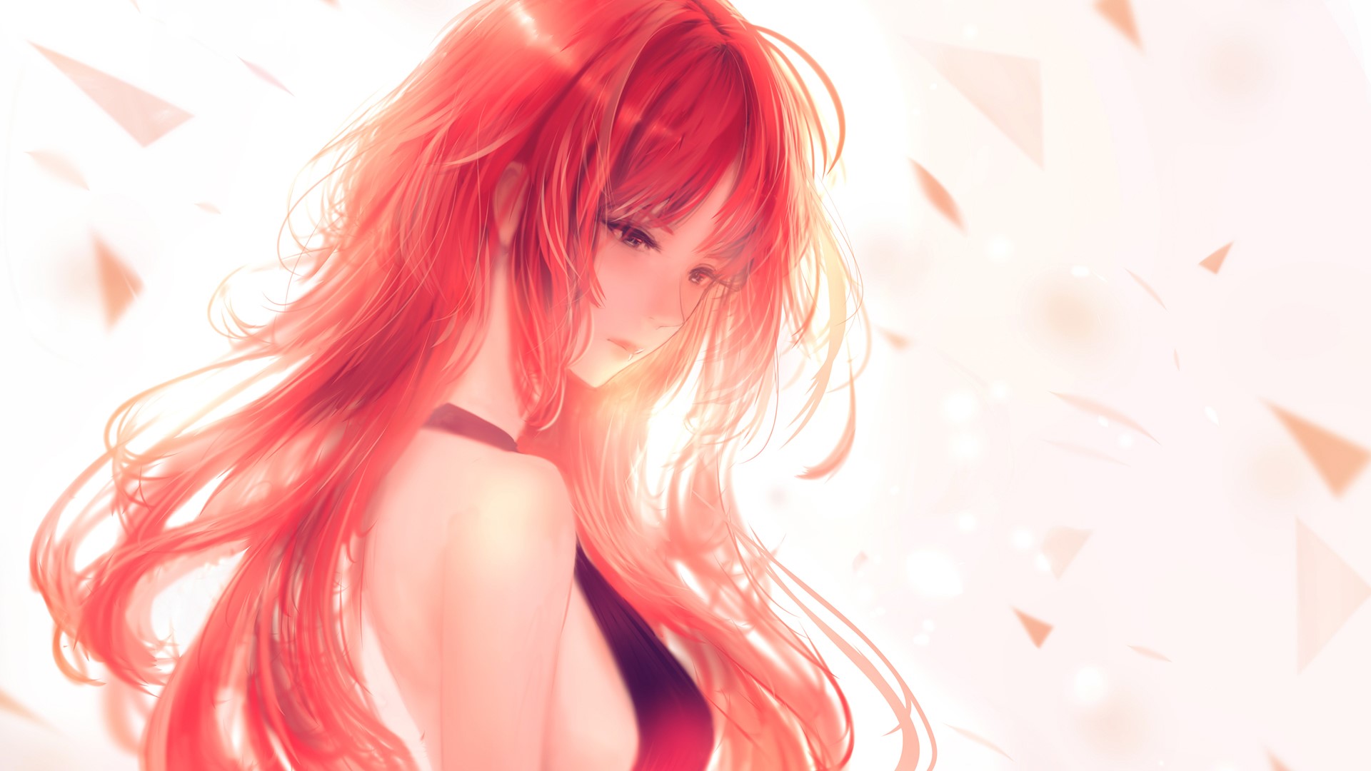 long hair, redhead, sideboob, side view, HD Wallpaper