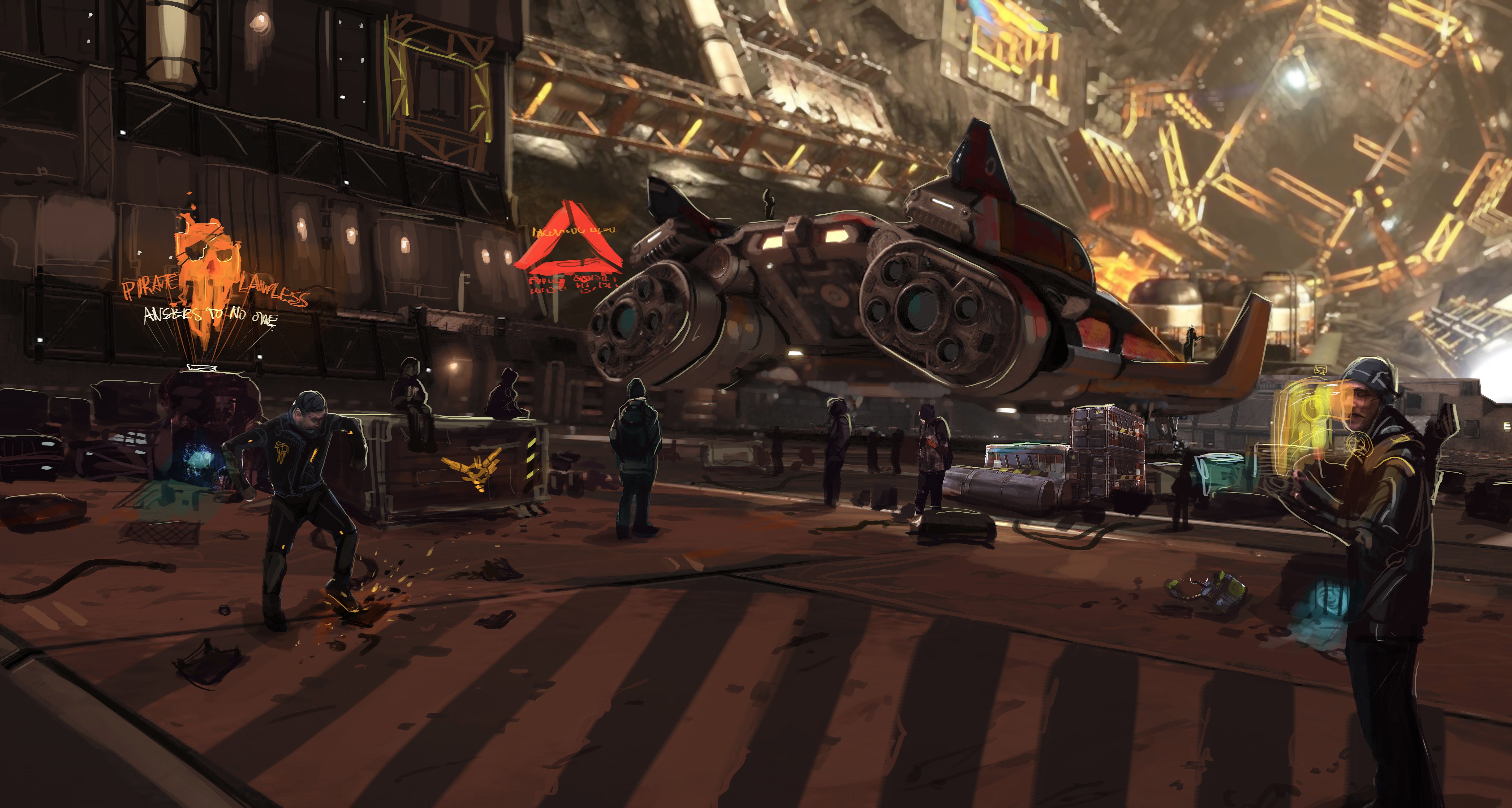 Elite: Dangerous, spaceship, science fiction, cyberpunk, pirates, Kev-Art, HD Wallpaper