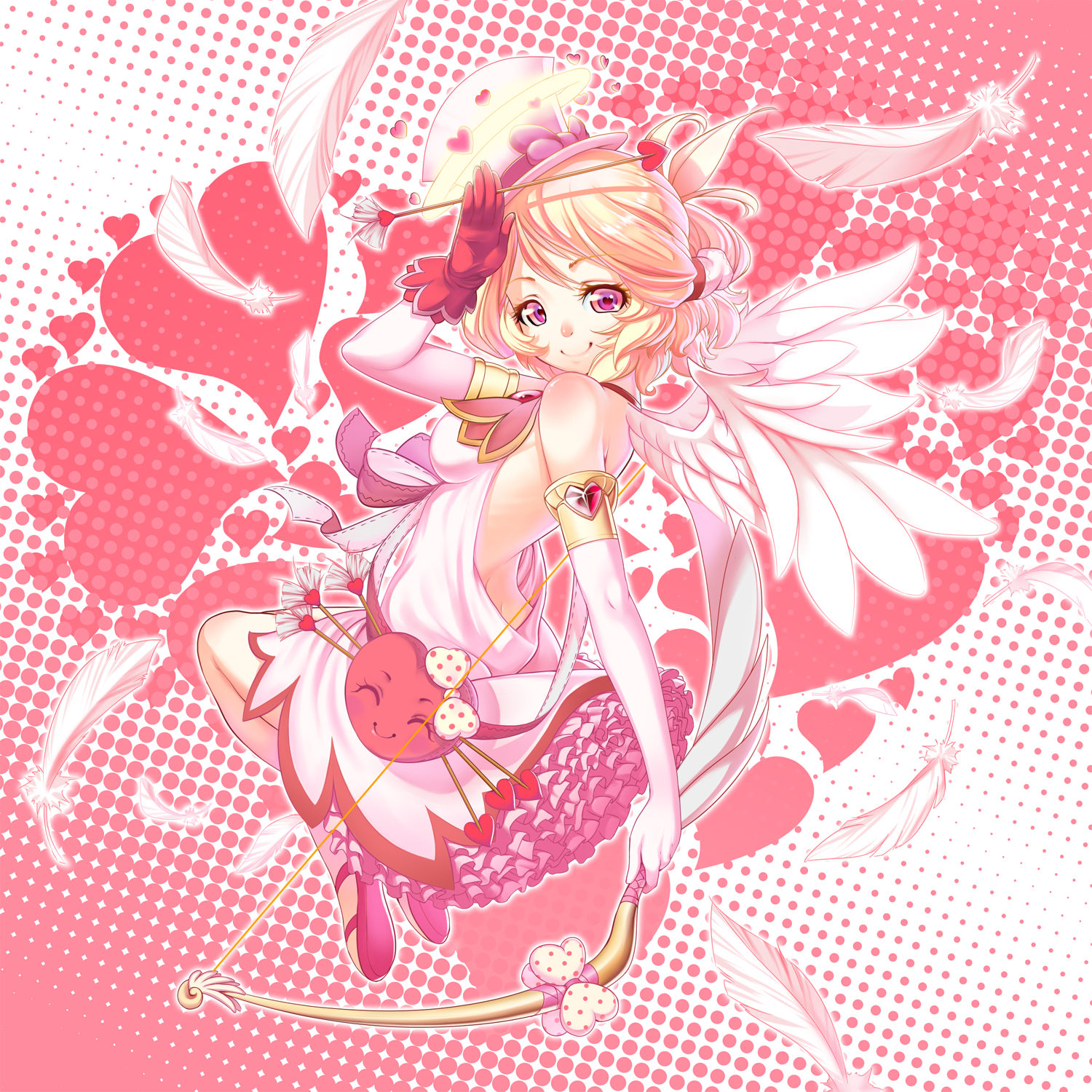 lucknight, wings, anime girls, anime, blonde, gloves, Arrow, HD Wallpaper