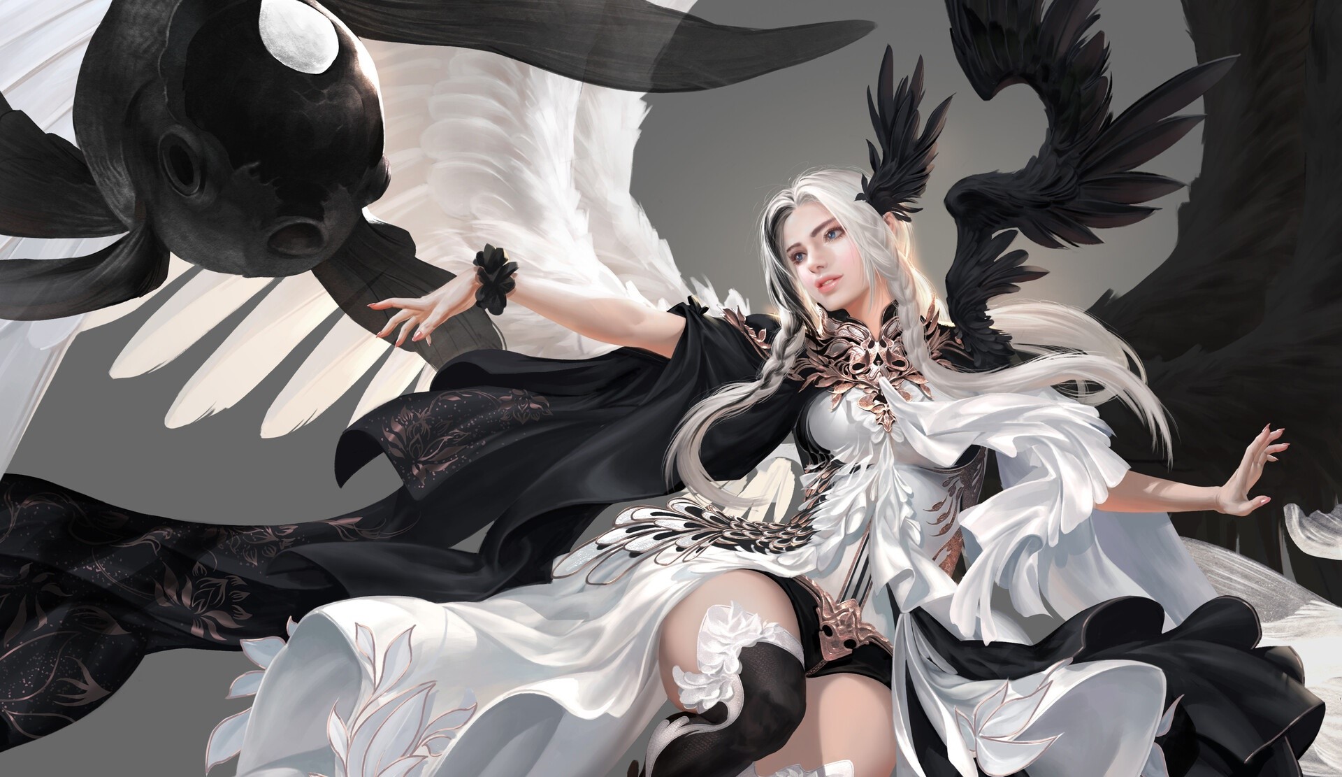 artwork, wings, fantasy girl, fantasy art, HD Wallpaper