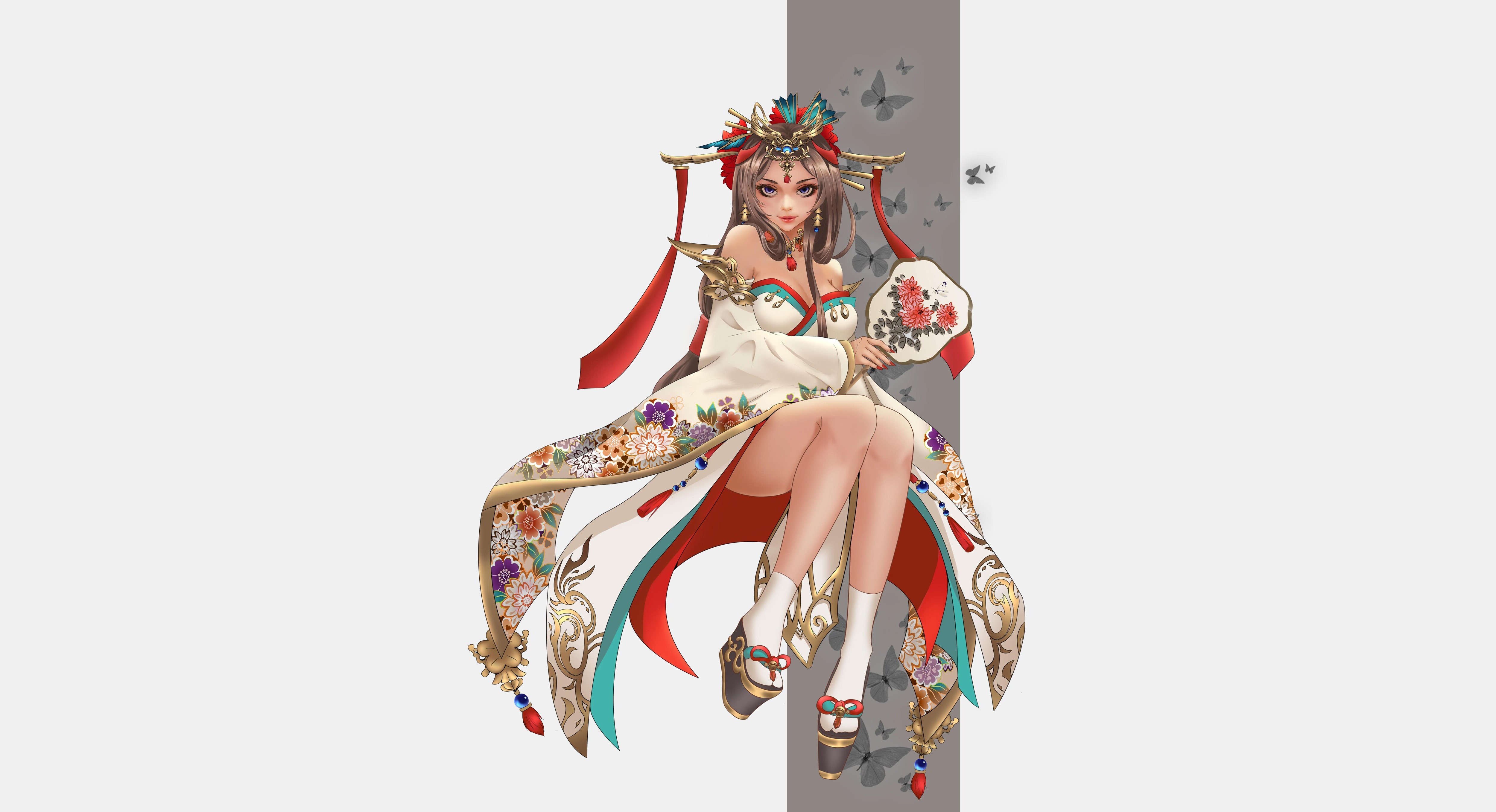 simple background, white background, fantasy girl, fantasy art, HD Wallpaper