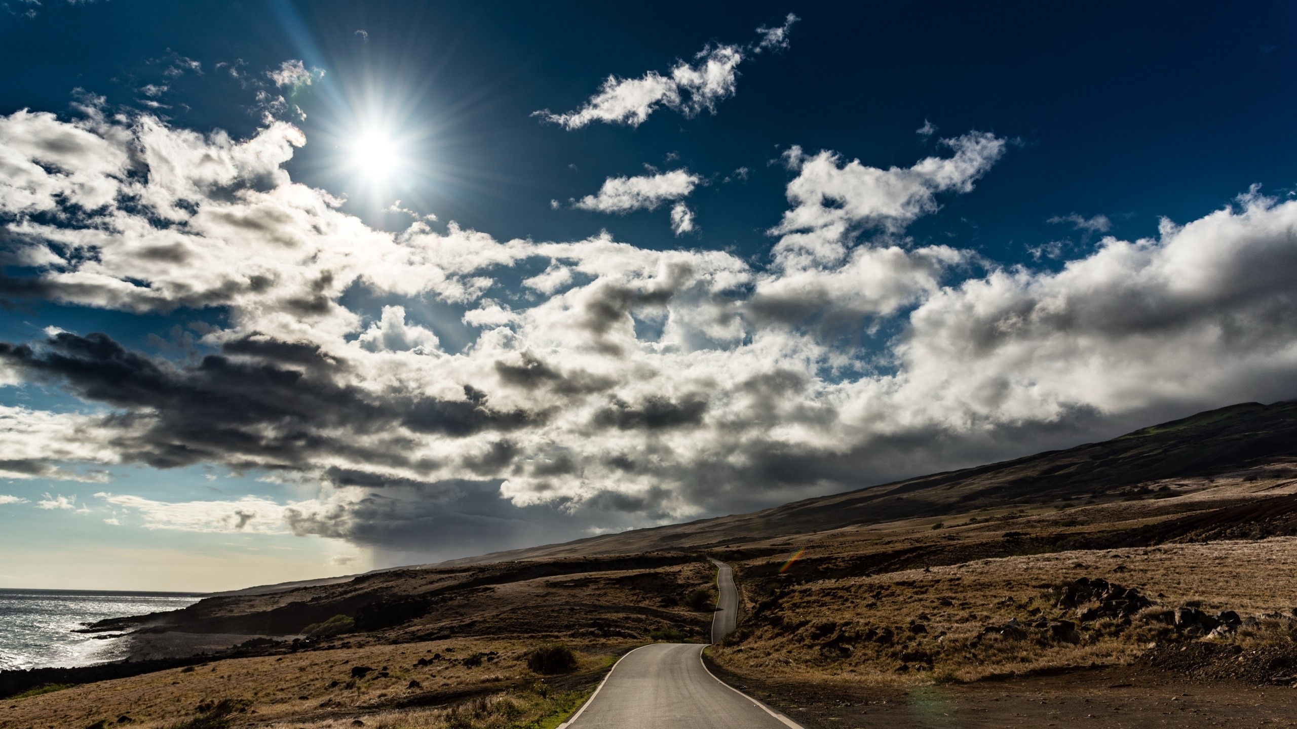 road, sky, clouds, landscape, HD Wallpaper