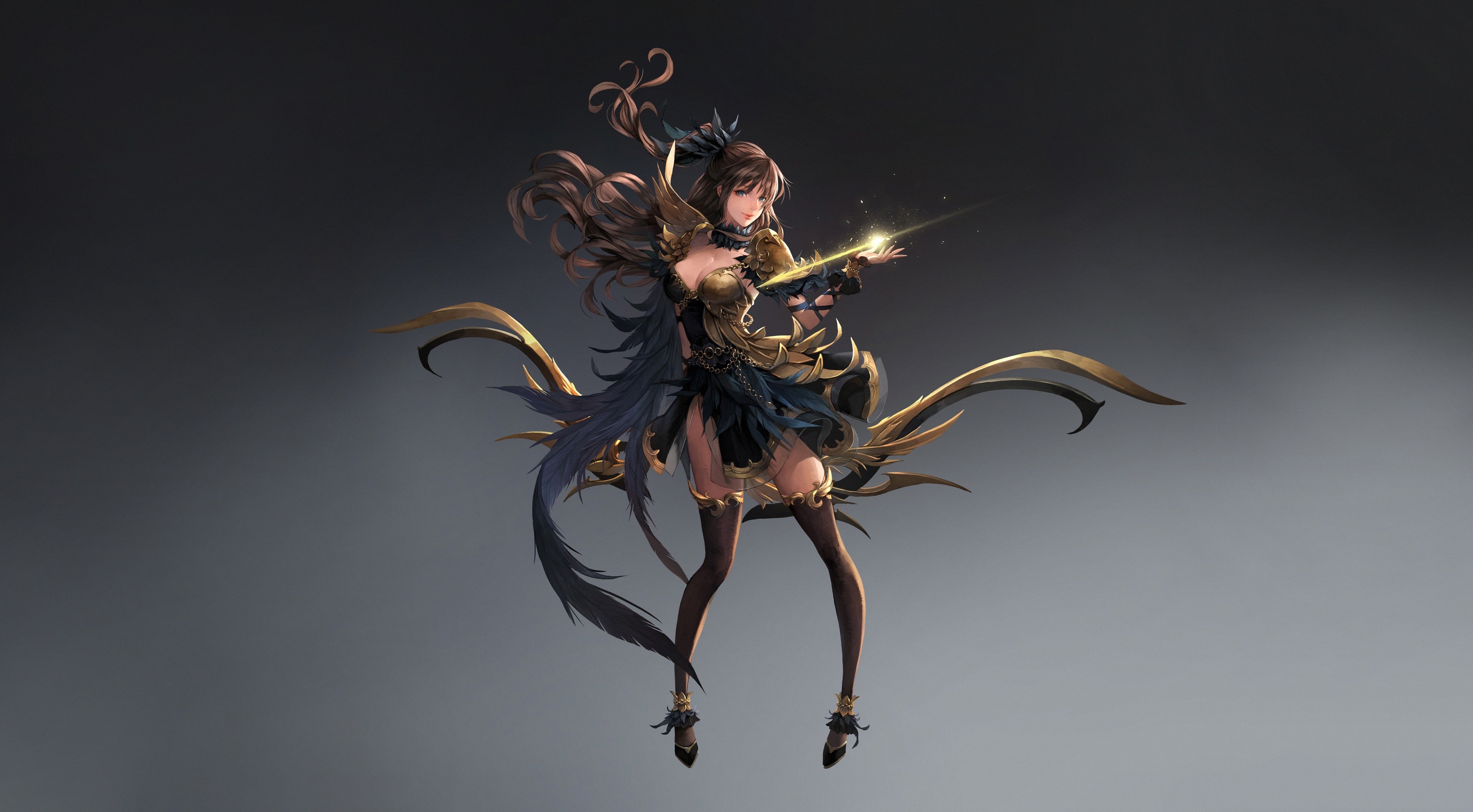 simple background, artwork, fantasy art, fantasy girl, HD Wallpaper